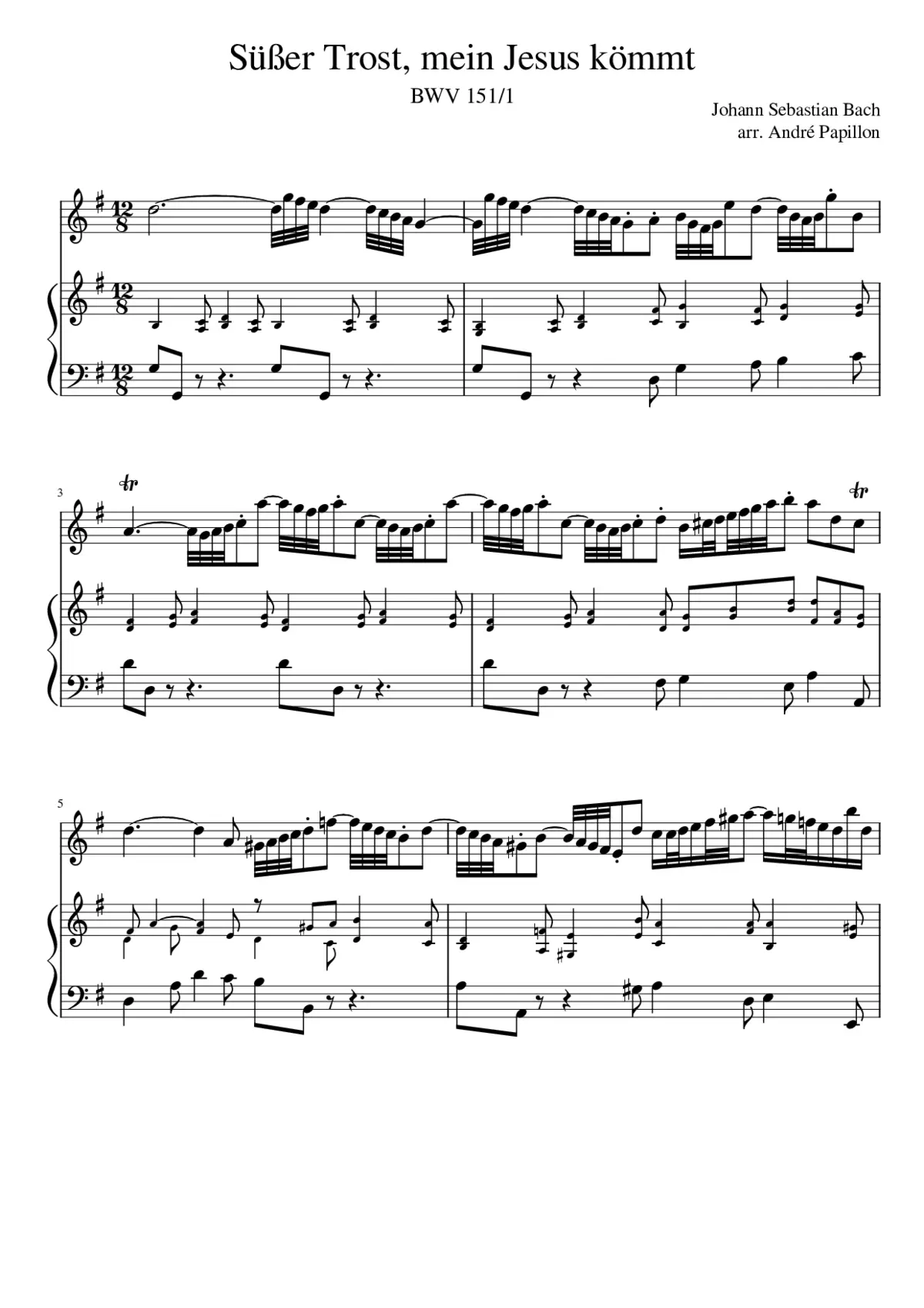 Süsser Trost mein Jesus kömmt BWV 151 - Page 1