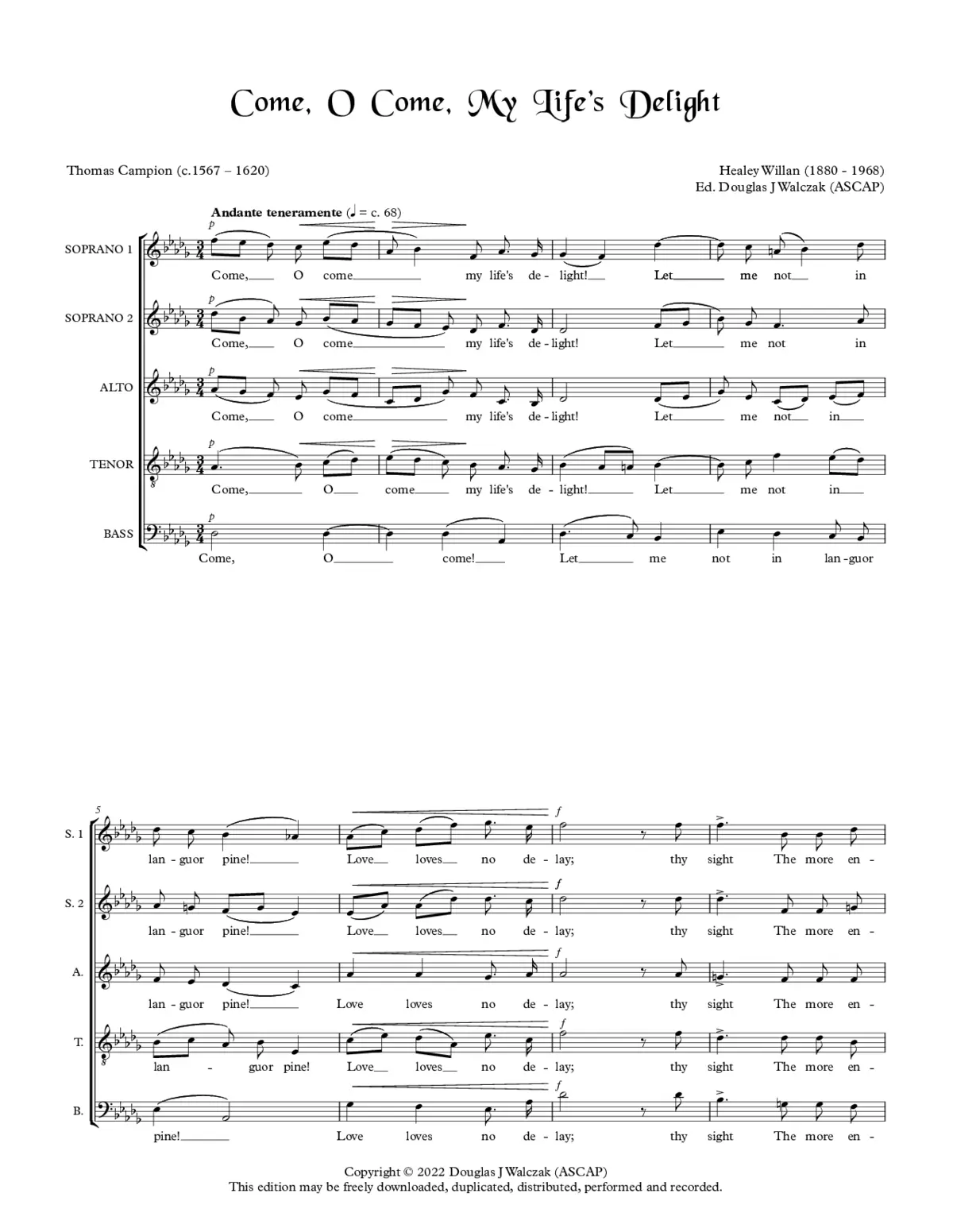 Come, O come, my life's delight - Page 1
