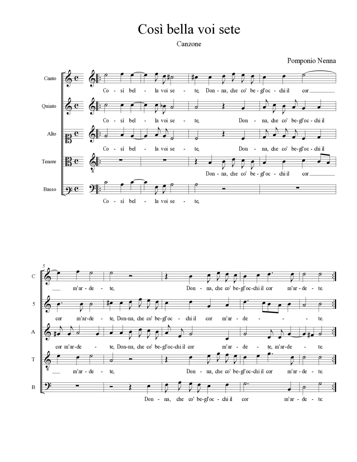 Così bella voi sete - Page 1