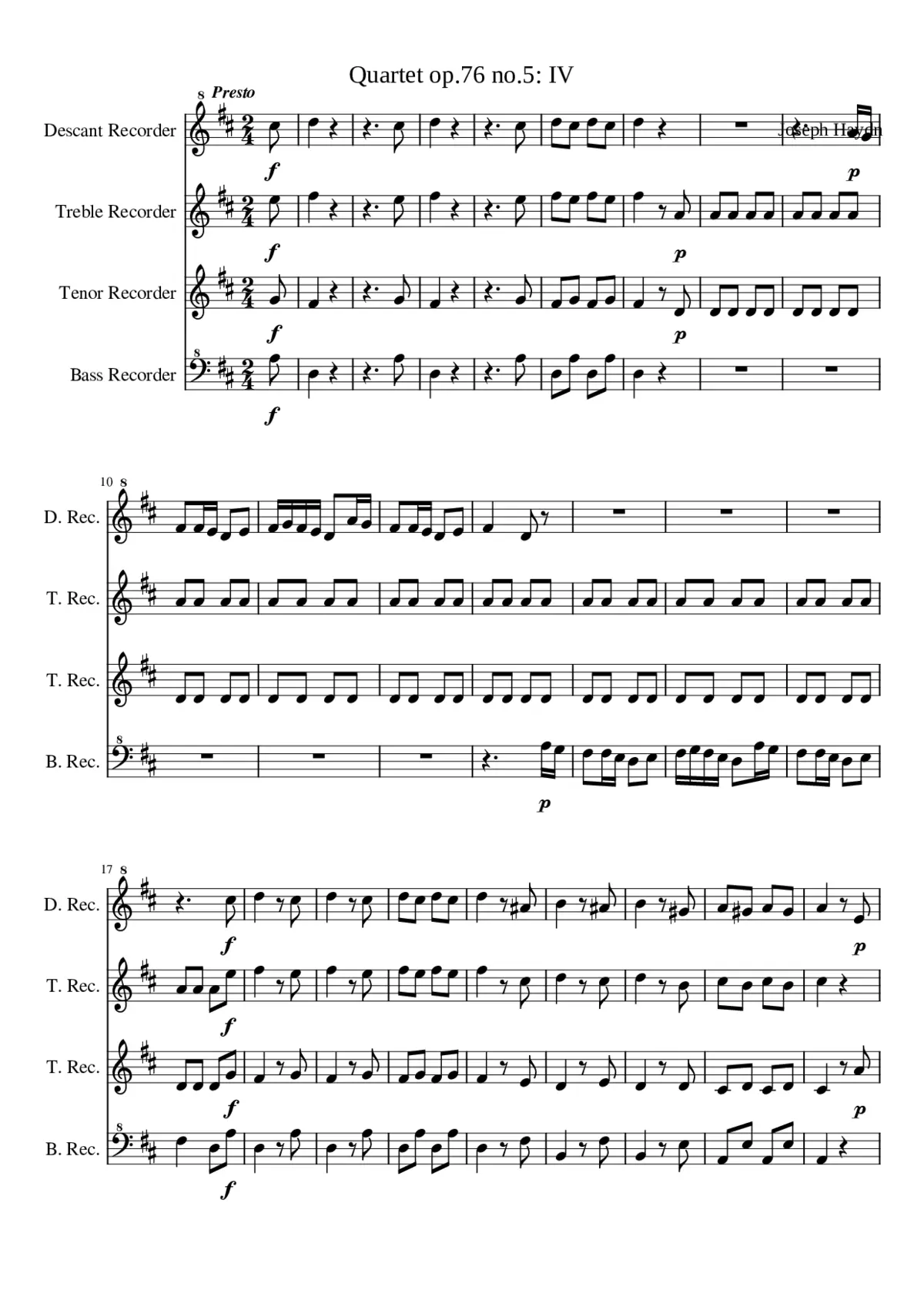 String Quartet op 76 no.5 - Page 1