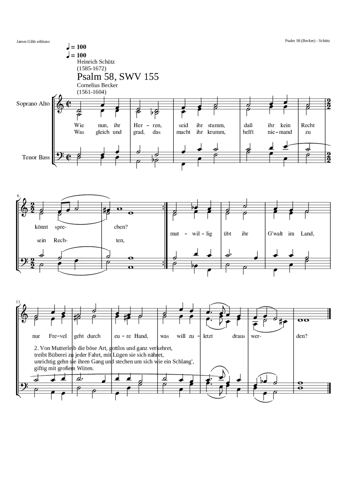 Wie nun ihr Herren (Psalm 58) SWV 155 - Page 1
