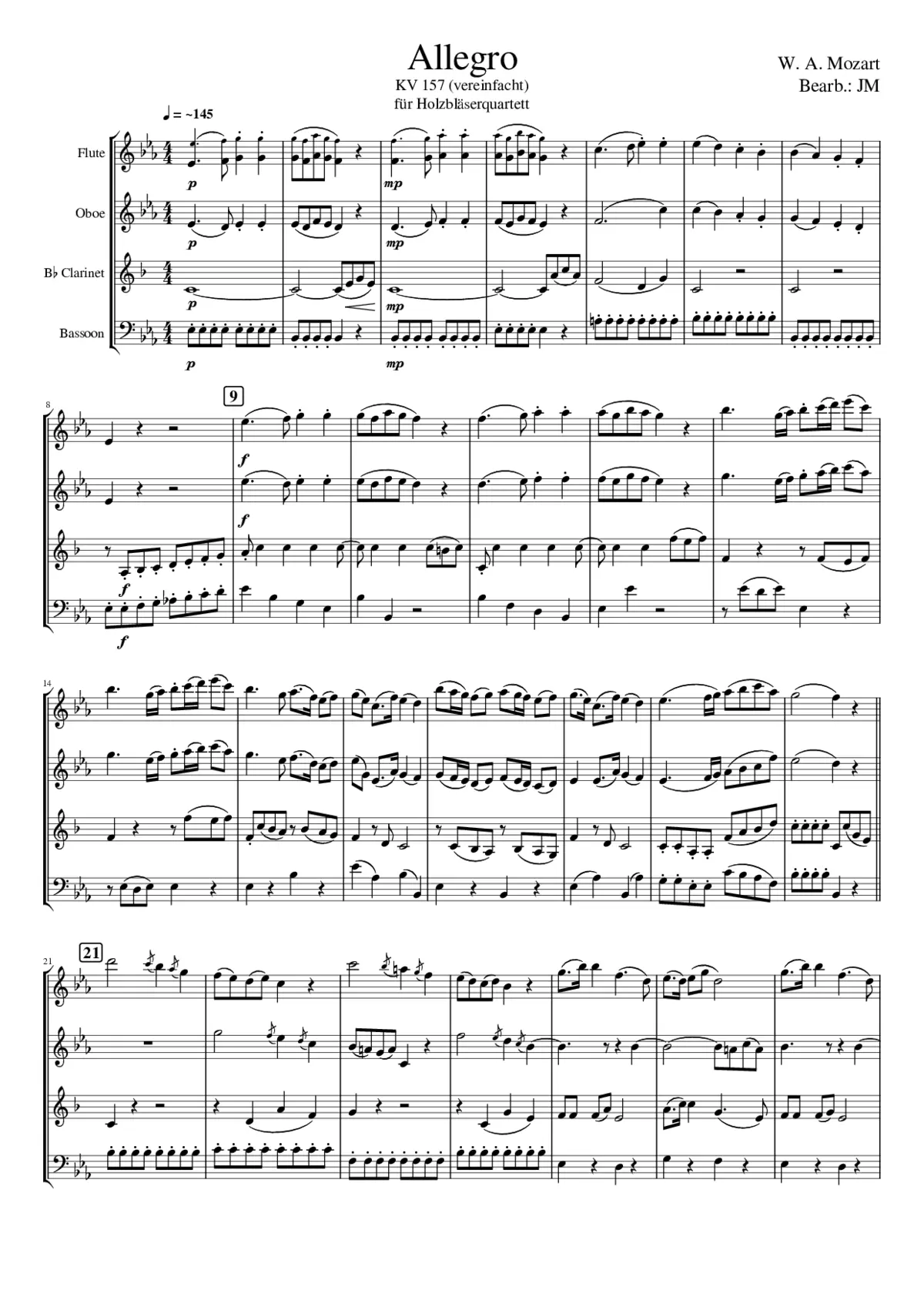 String Quartet KV 157 - Page 1