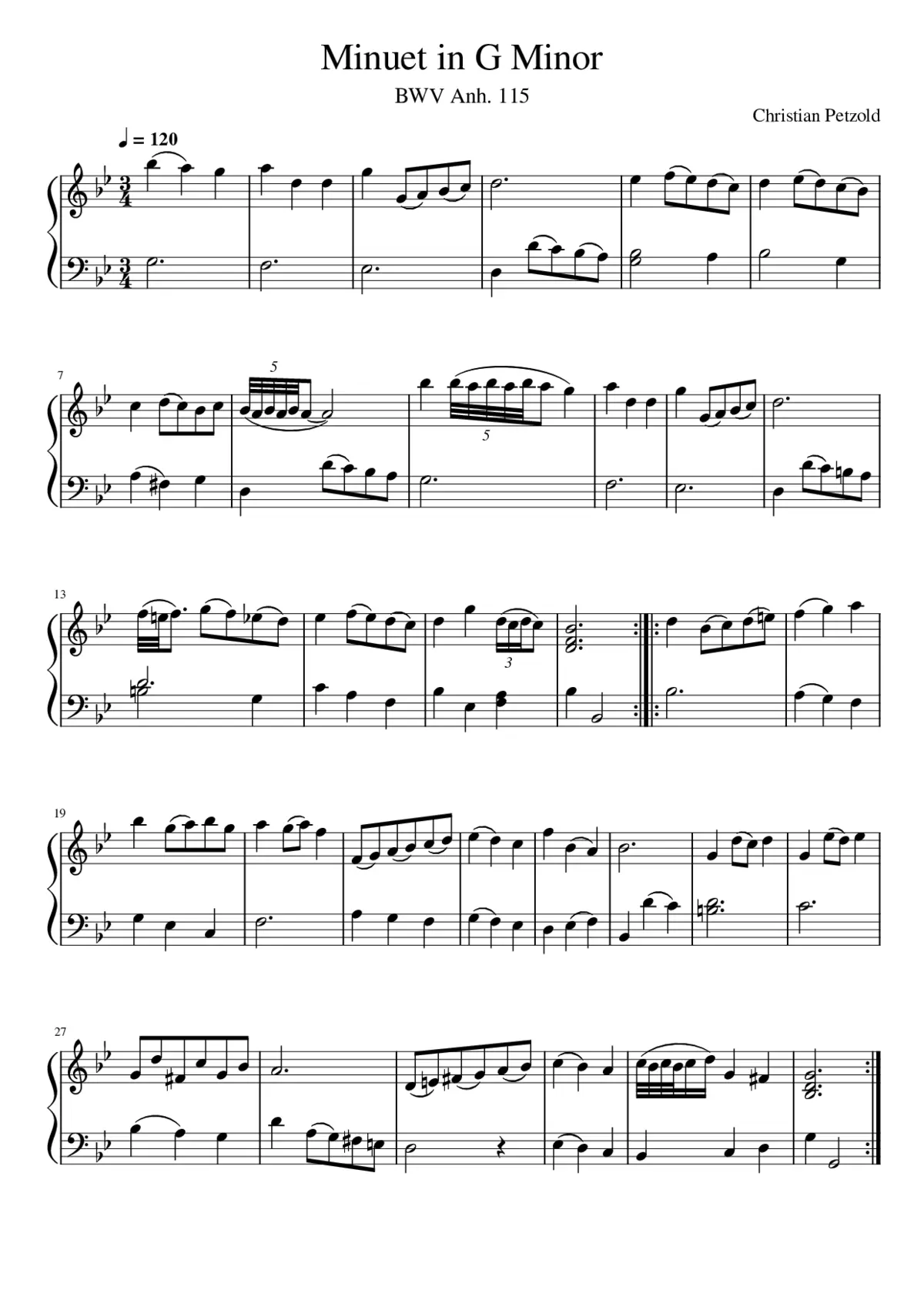 Minuet in G Minor BWV Anh. 115 - Page 1