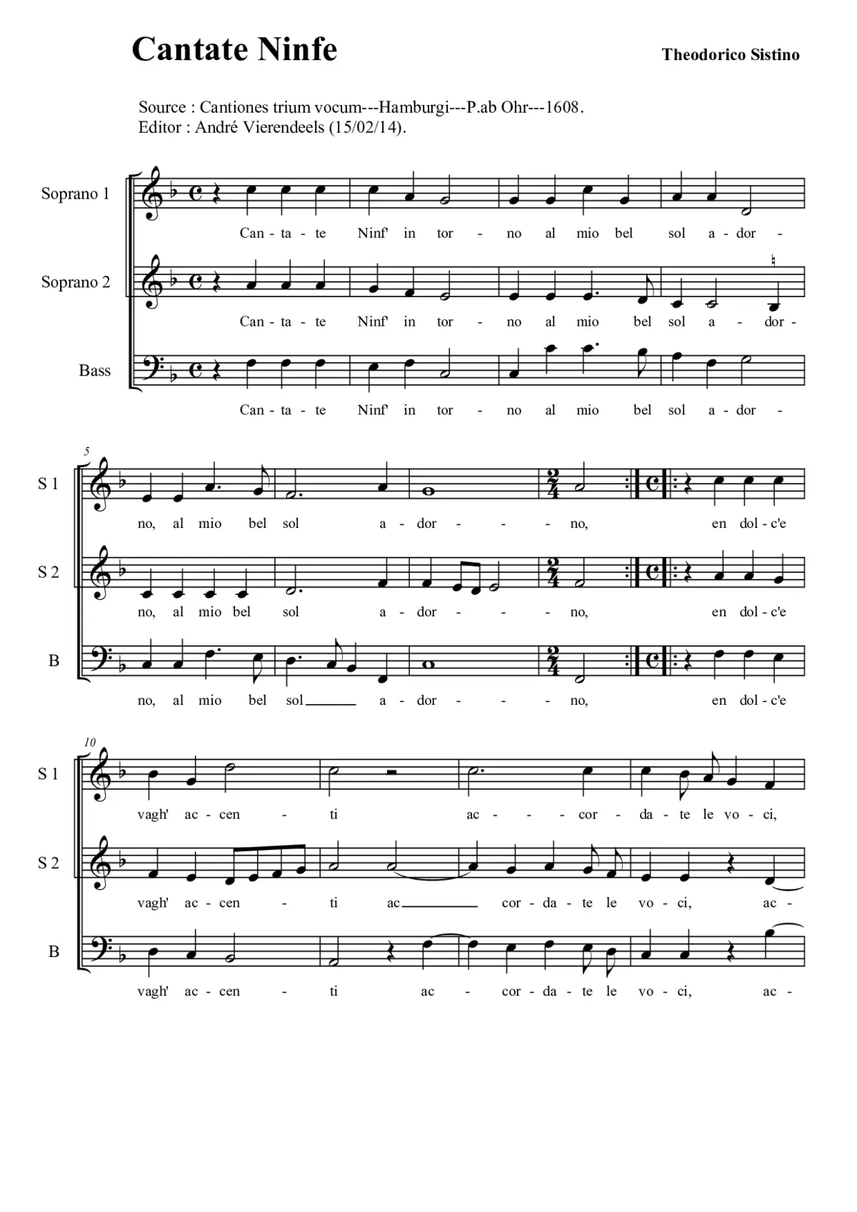 Cantate ninfe - Page 1