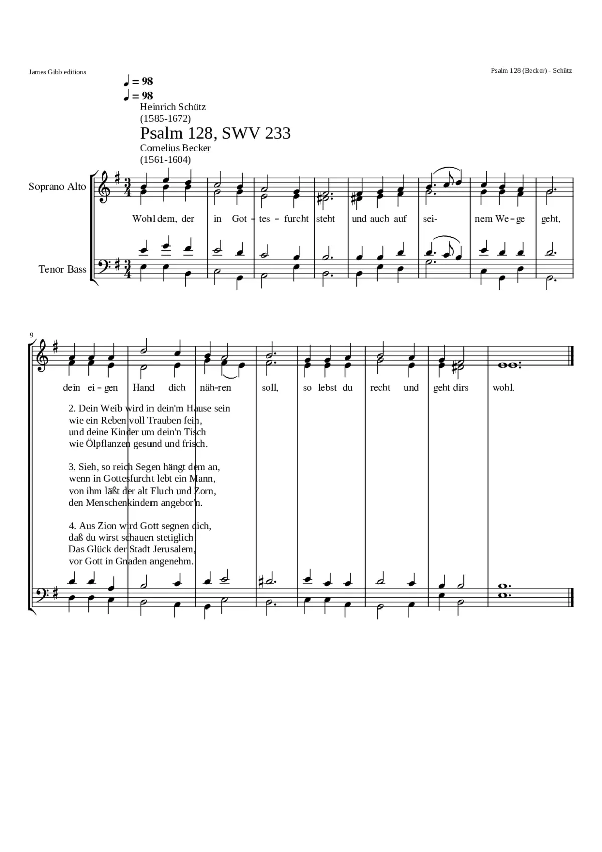 Wohl dem der in Gottesfurcht steht SWV 233 - Page 1