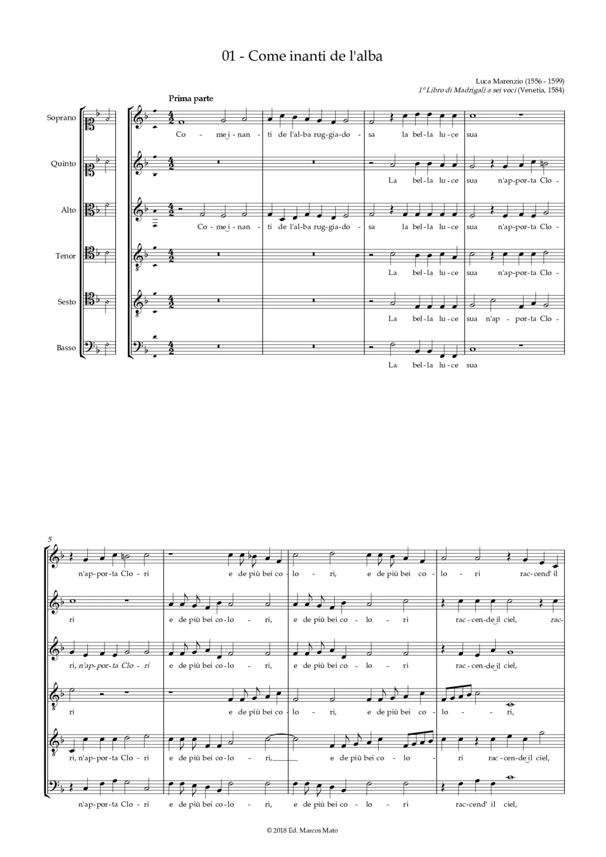 Come inanti de l'alba ruggiadosa - Page 1