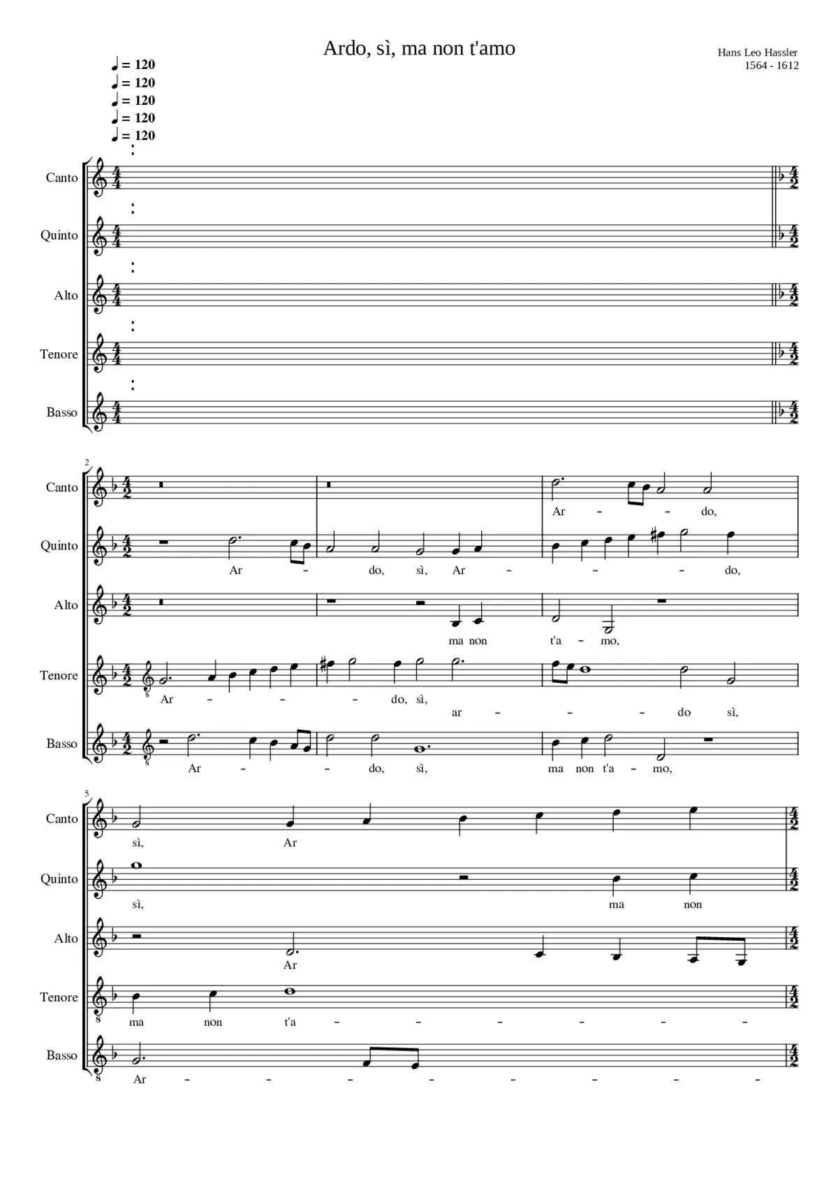 Ardo sì ma non t'amo - Ardi gela à tua voglia - Page 1