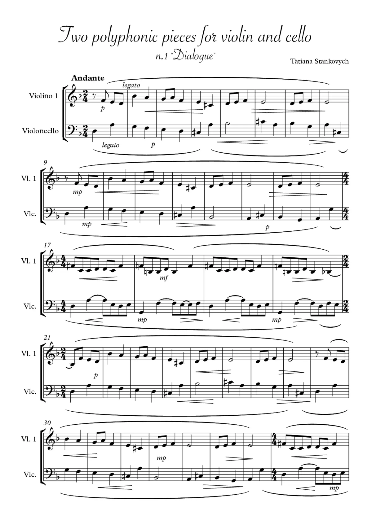 Two polyphonic pieces for violin and cello - Page 1