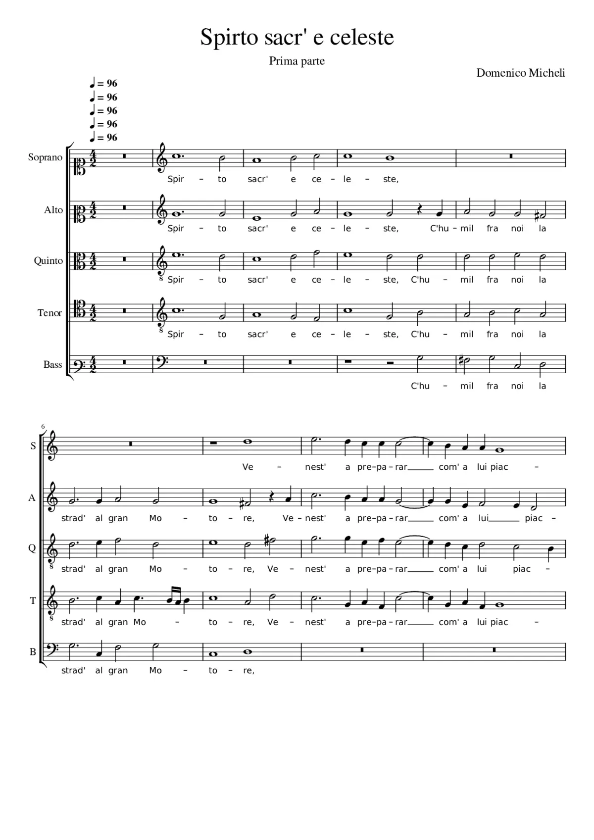 Spirto sacr' e celeste - Page 1