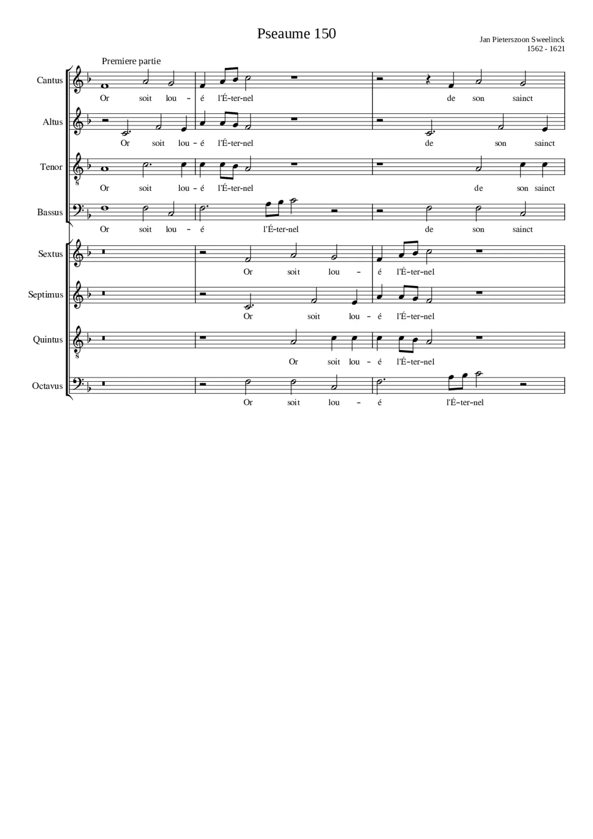 Psalm 150 - Or soirt loué l'Eternel - Page 1