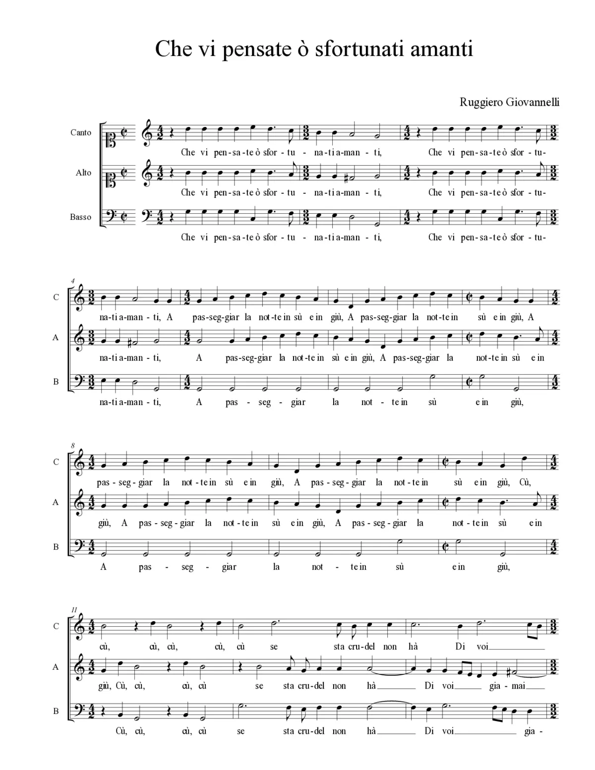 Che vi pensate ò sfortunati amanti - Page 1