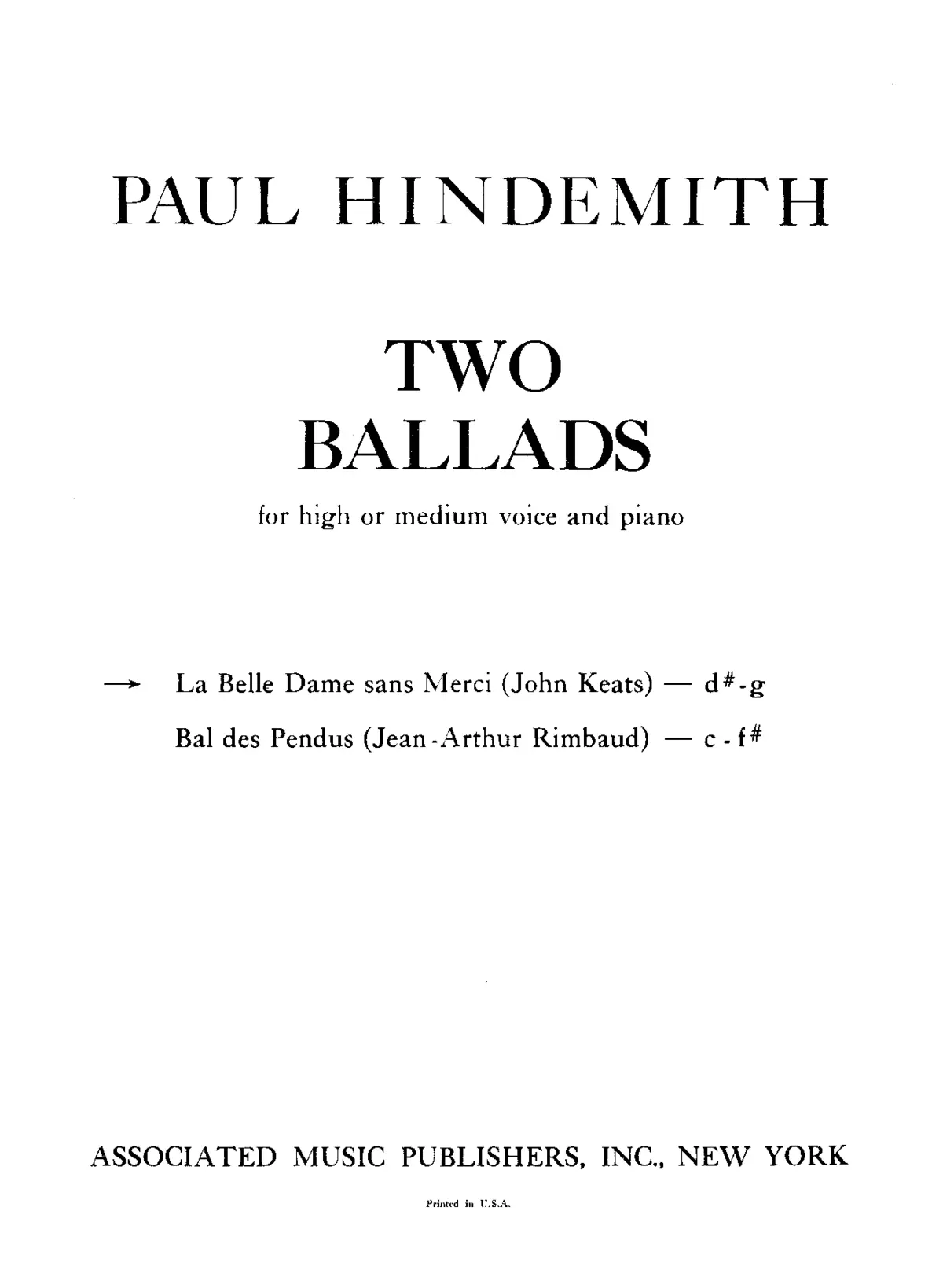 Two Ballads for high or medium voice and piano - Page 1
