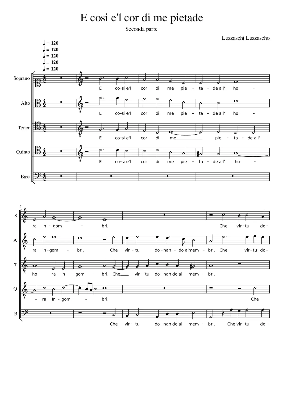 E cosi e'l cor di me pietade - Page 1