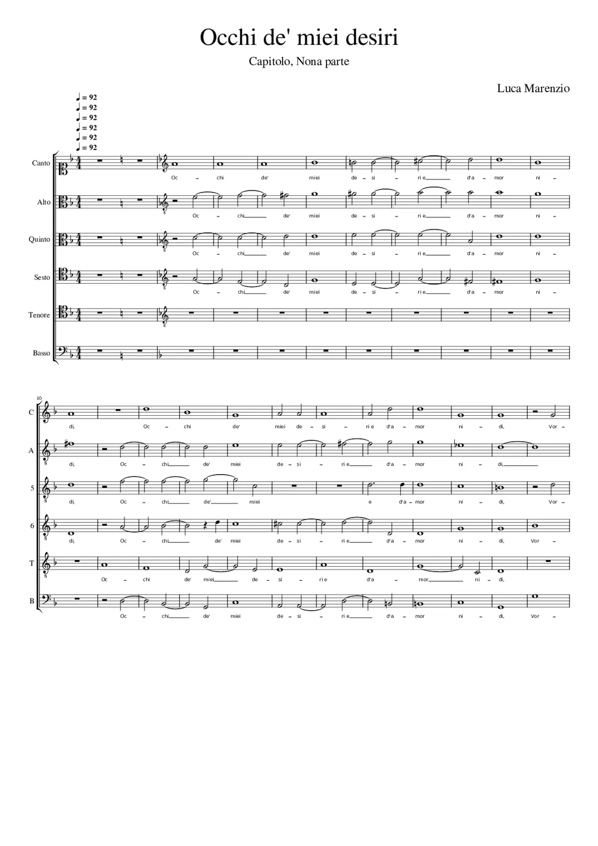 Occhi de' miei desiri - Page 1