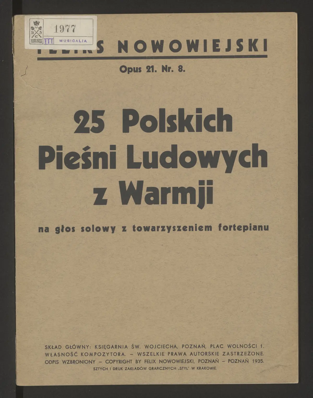 25 Polskich pieśni ludowych z Warmji - Page 1