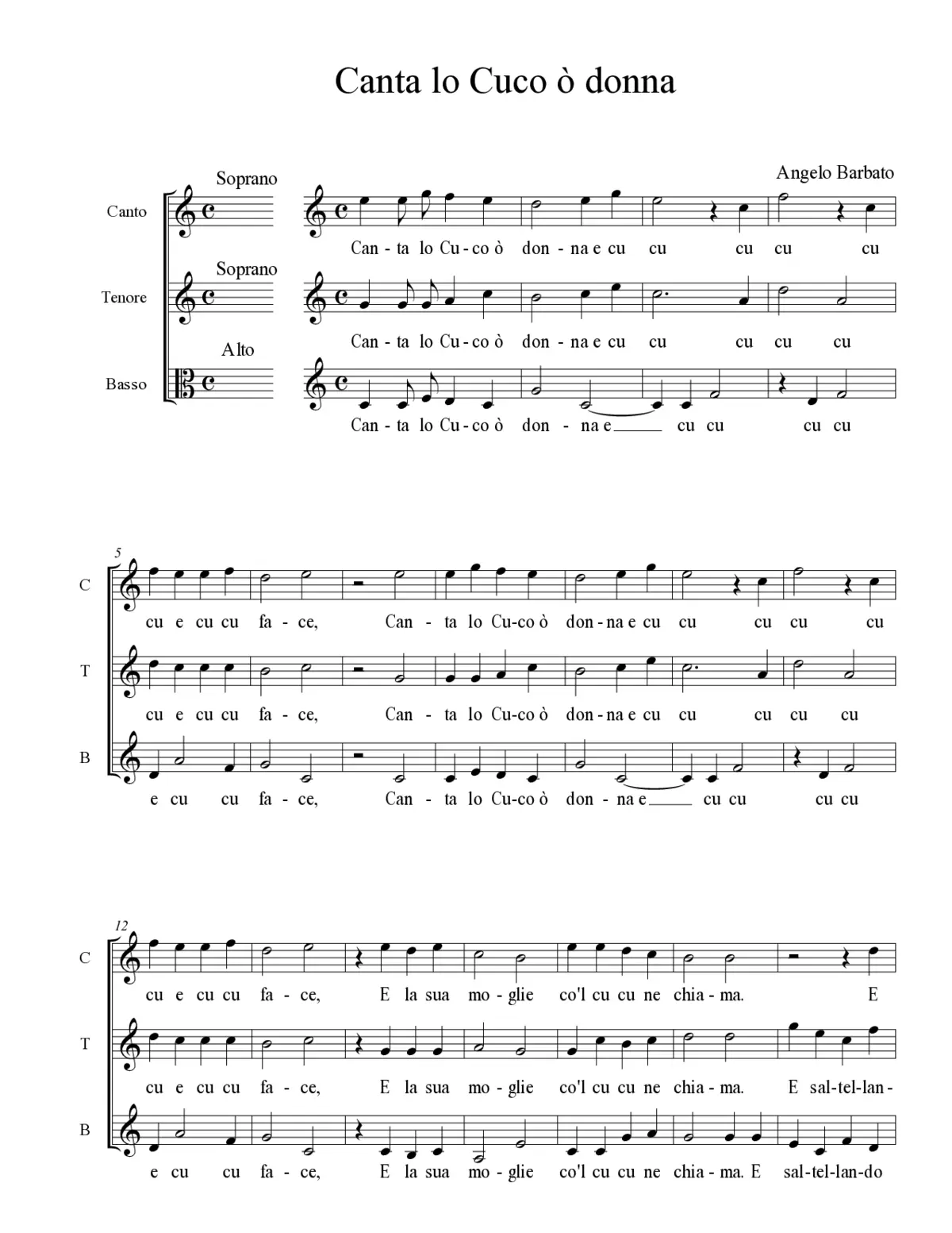 Canta lo Cuco ò donna - Page 1