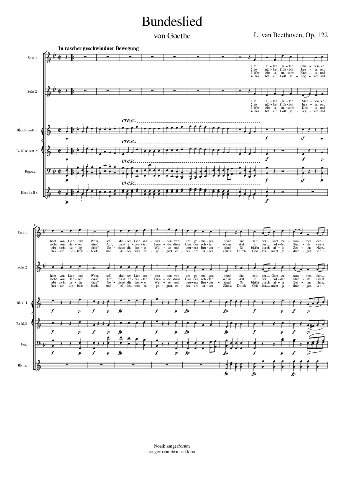 Bundeslied Op.122 - Page 1