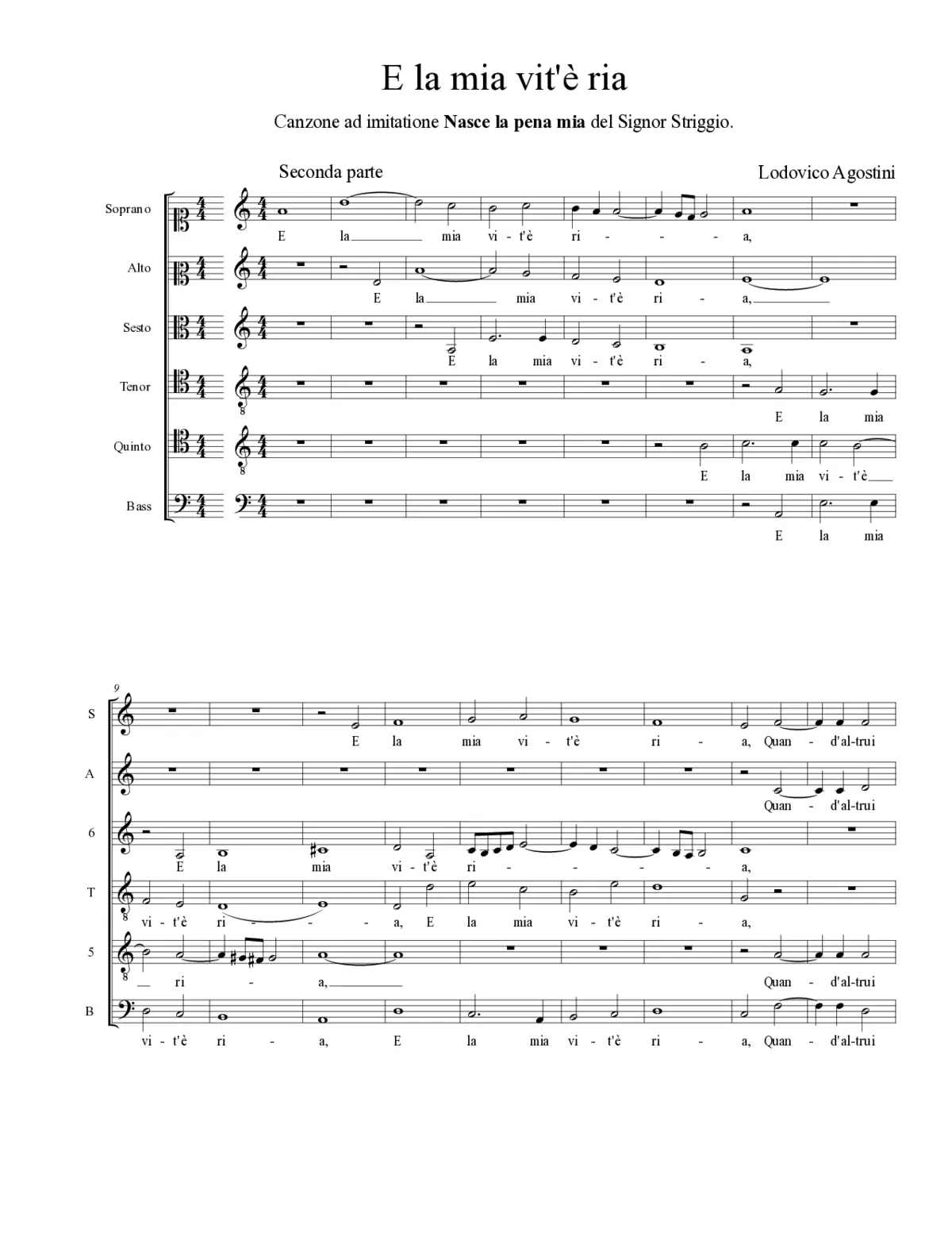E la mia vit'è ria - Page 1