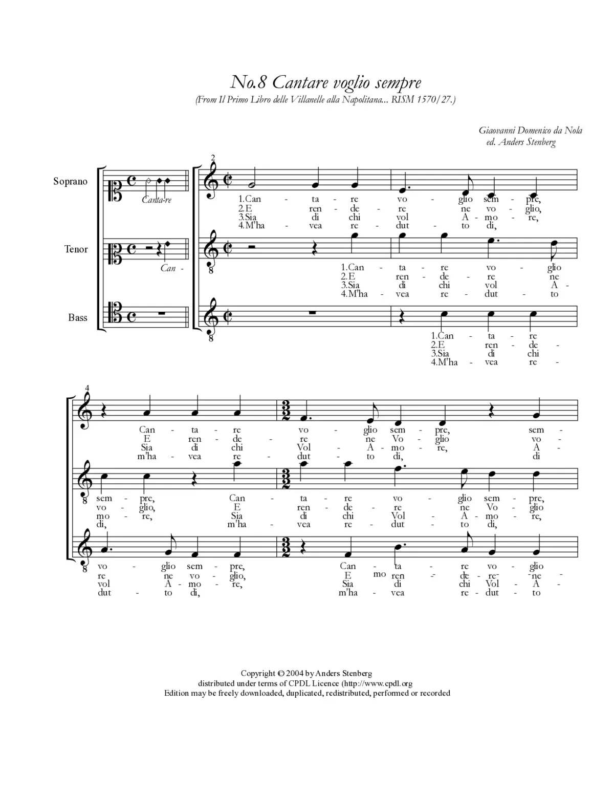 Cantare voglio sempre - Page 1