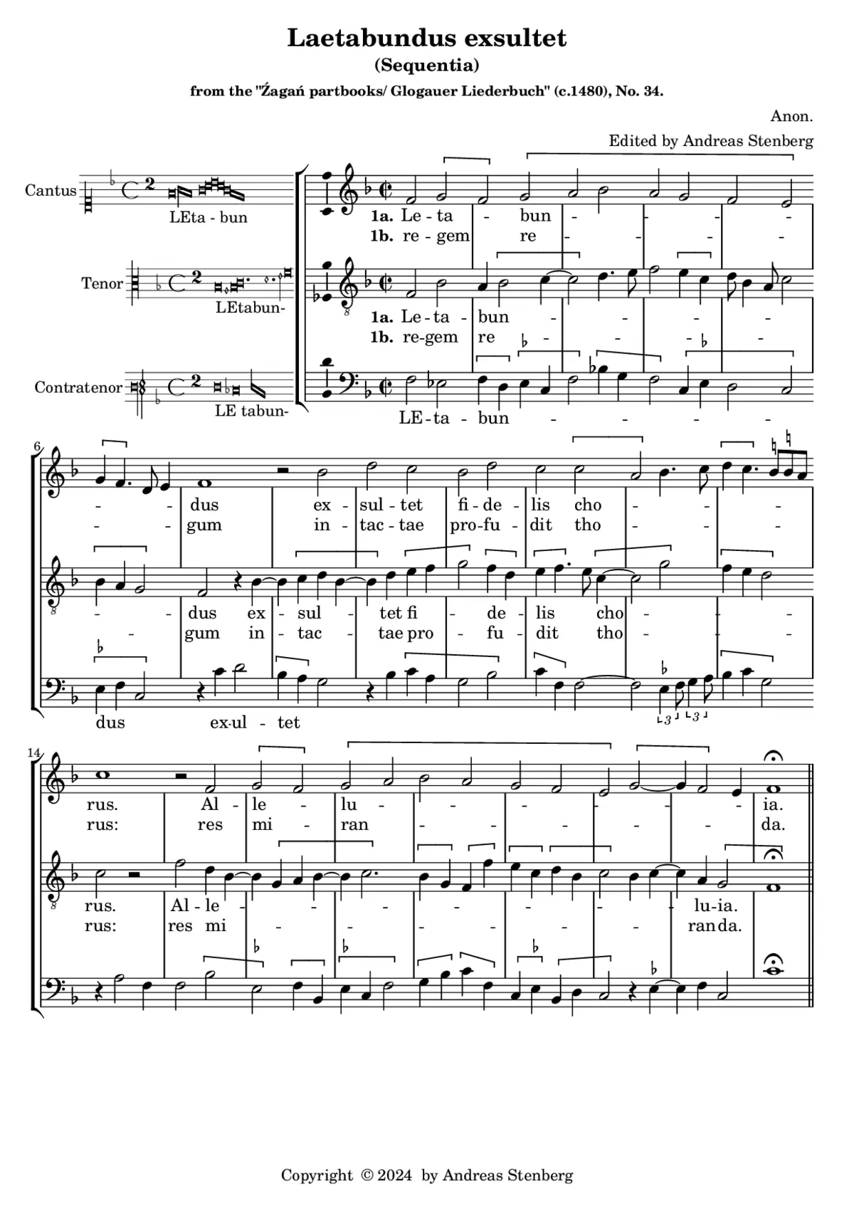Laetabundus exsultet (Glogauer Liederbuch) - Page 1