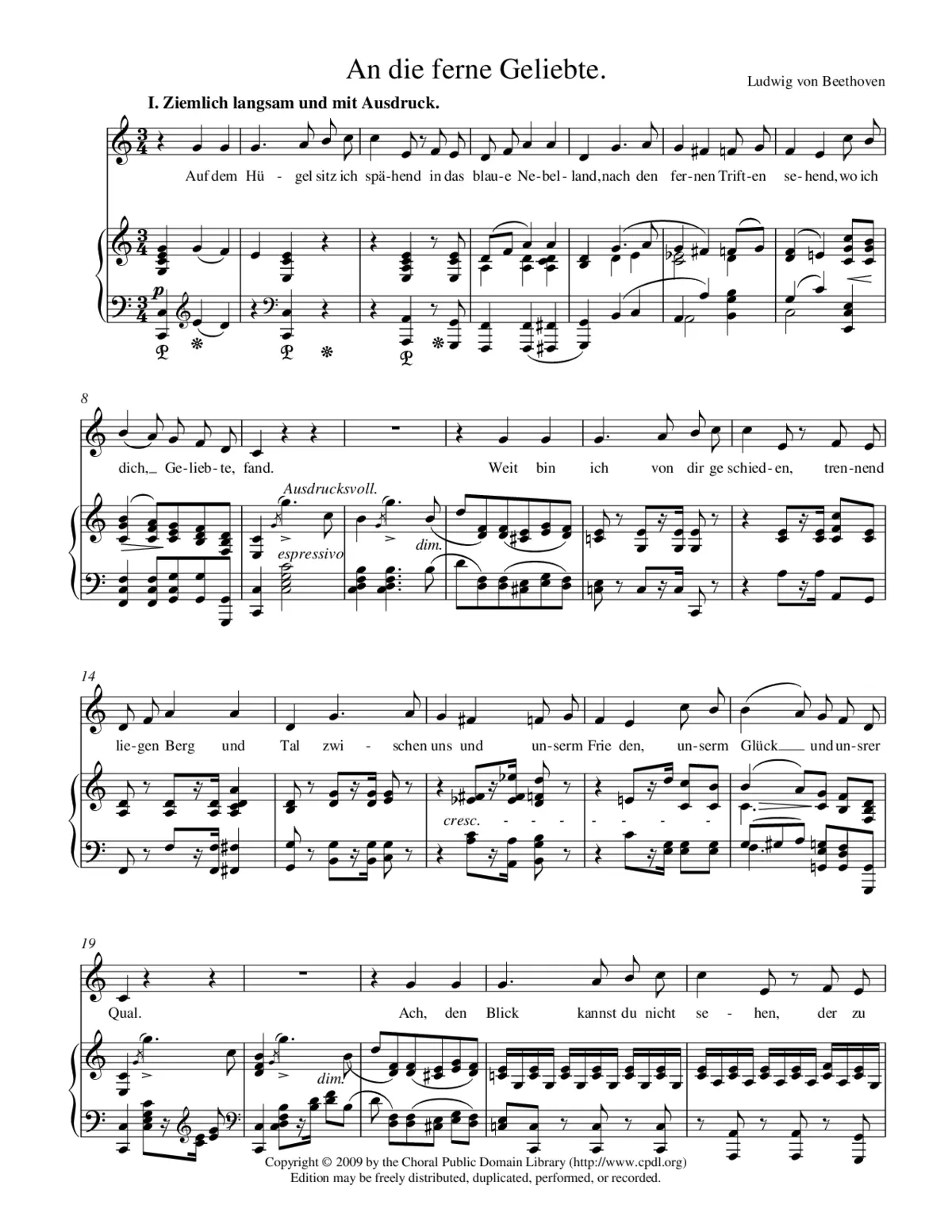 An die ferne Geliebte, Op. 98 - Page 1