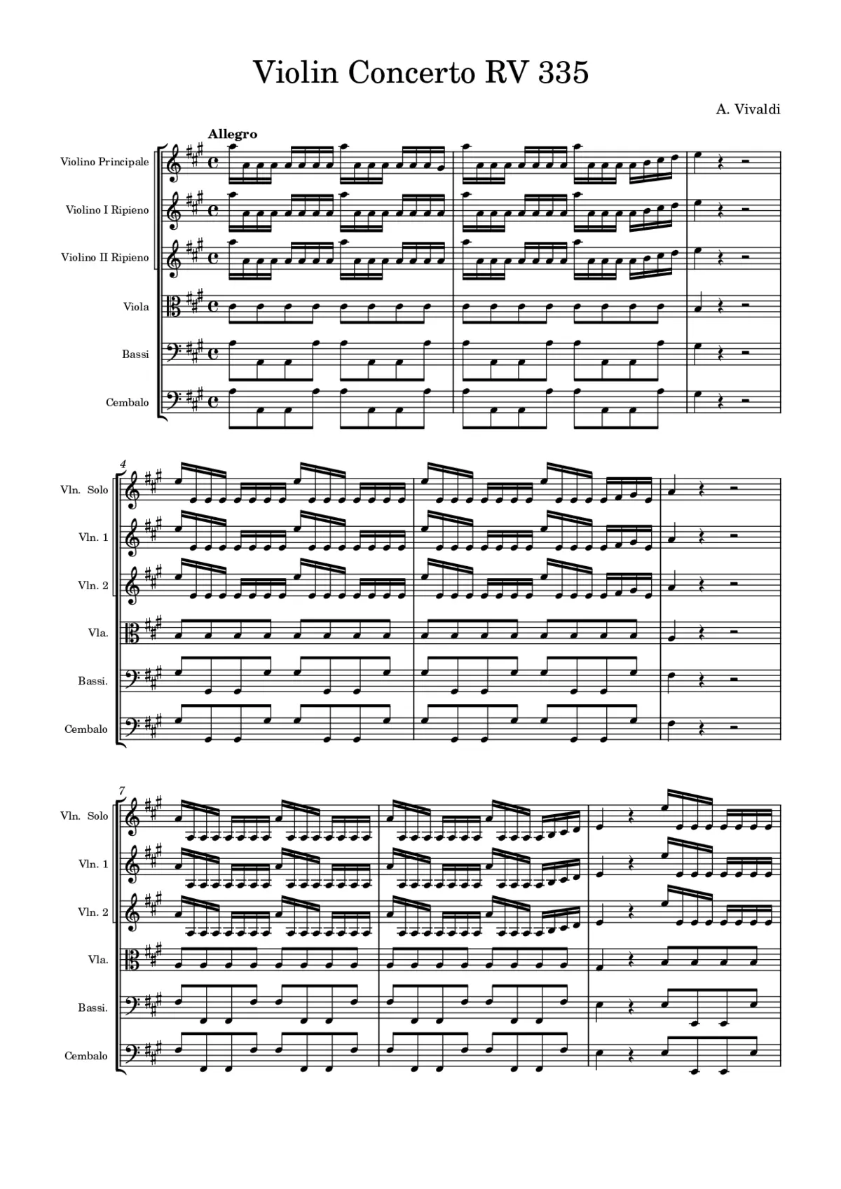 Violin Concerto in A major - Page 1