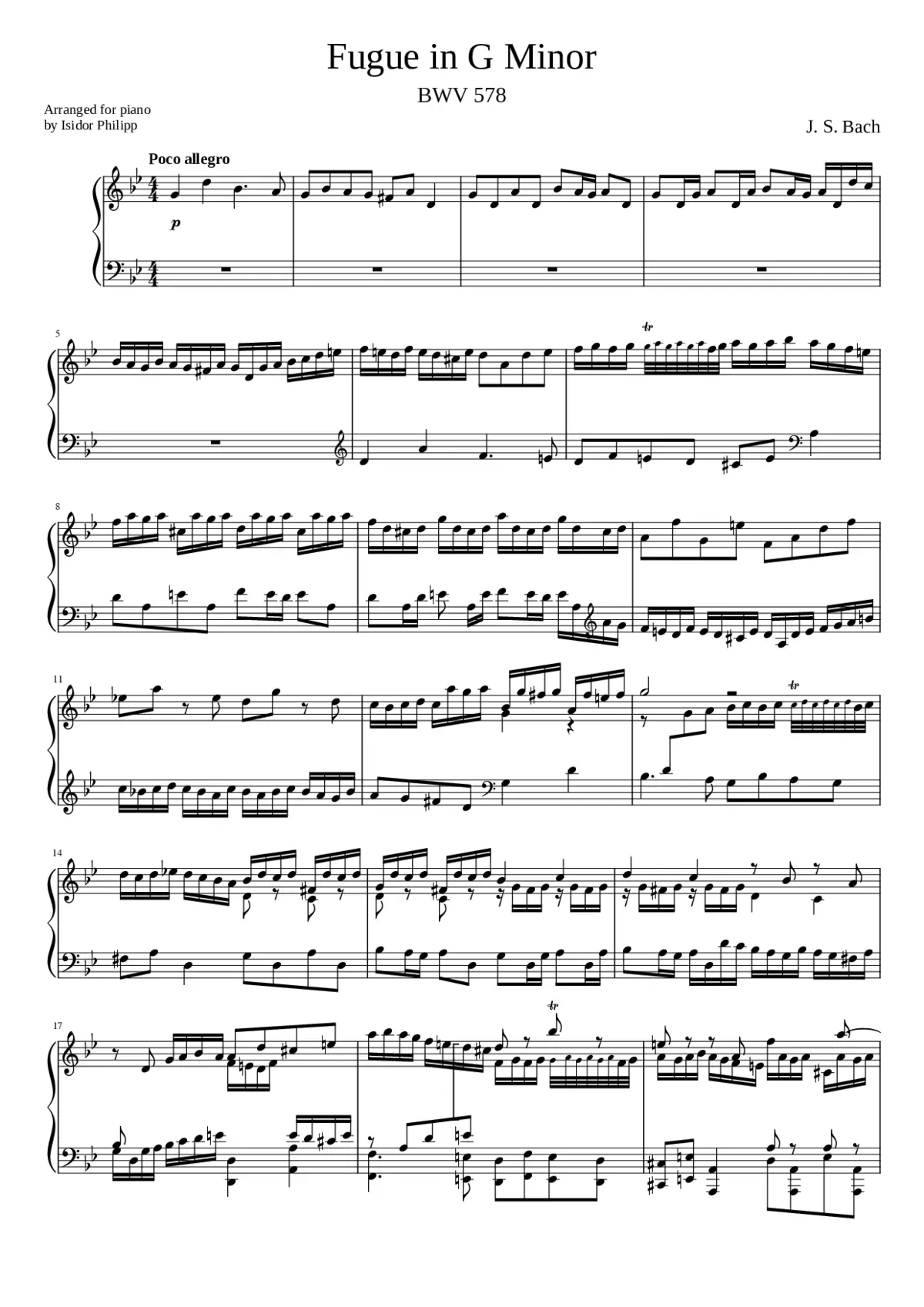 Fugue in G minor BWV 578 - Page 1