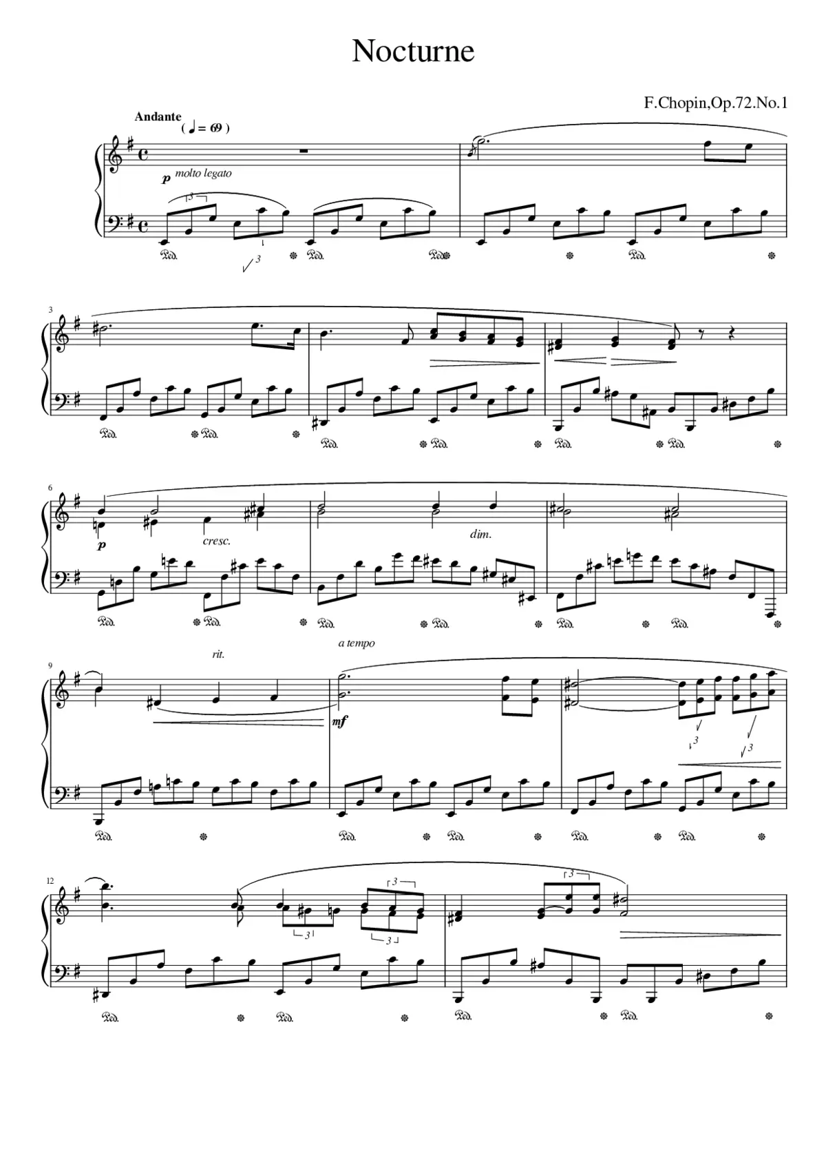 Nocturne in E minor Op.72 No.1 - Page 1