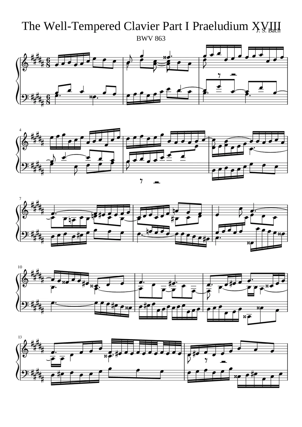 Prelude and Fugue in G-sharp minor BWV 863 - Page 1