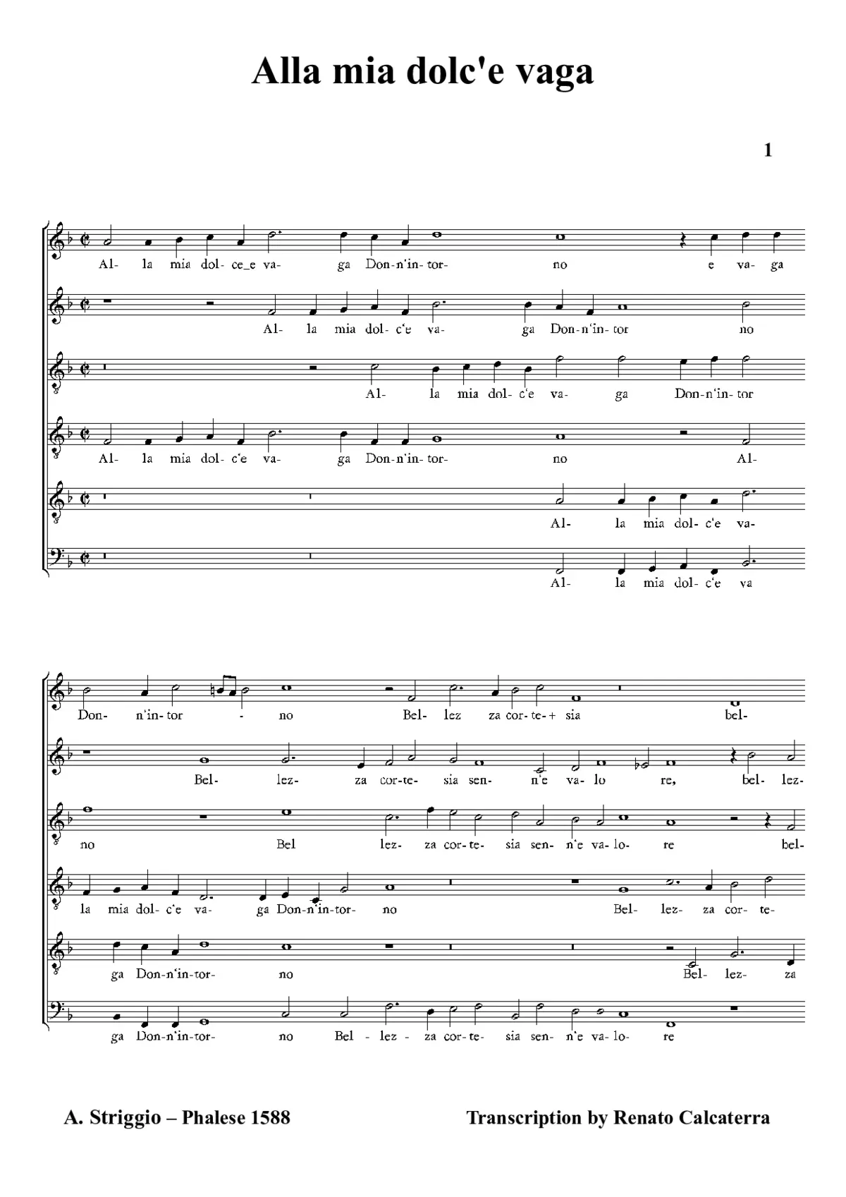 Alla mia dolc'e vaga - Page 1