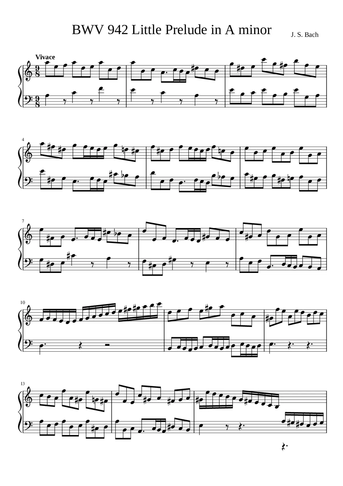 BWV 942 Little Prelude in A minor - Page 1