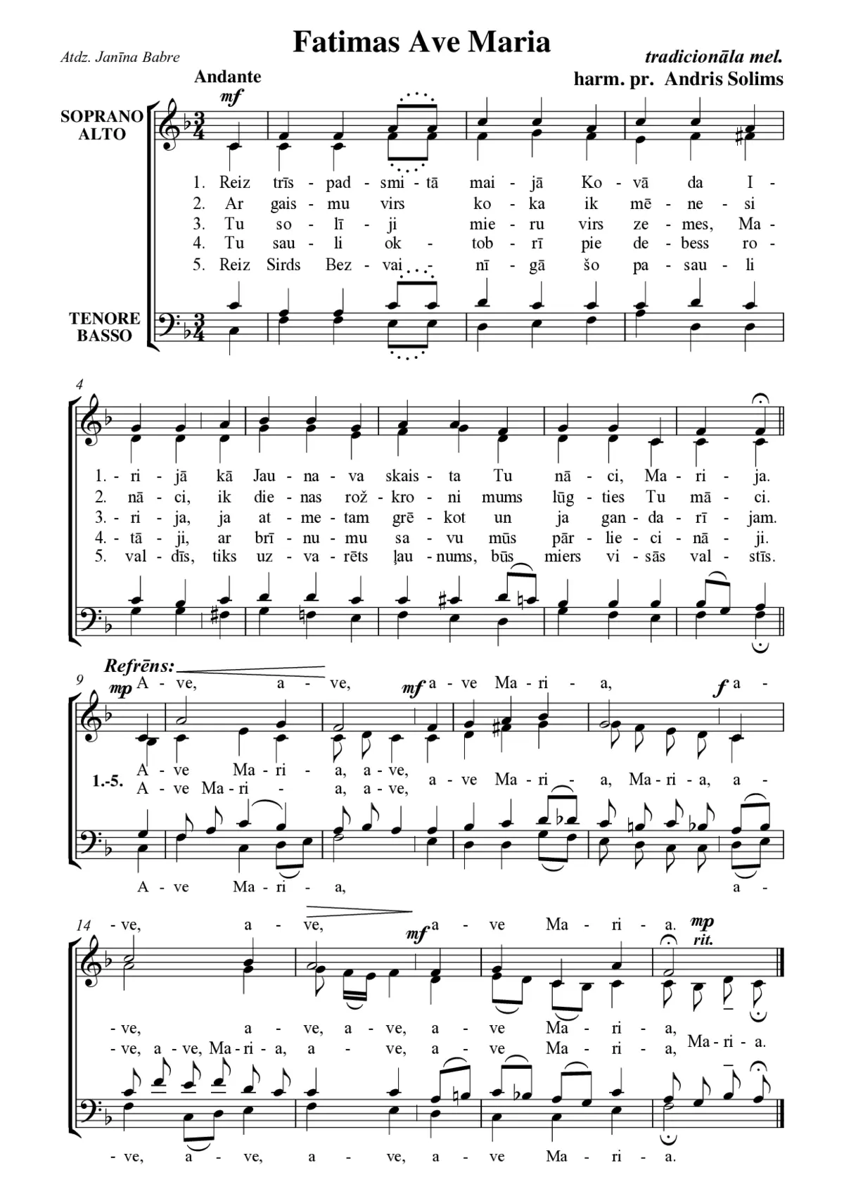 Fatimas Ave Maria - Page 1