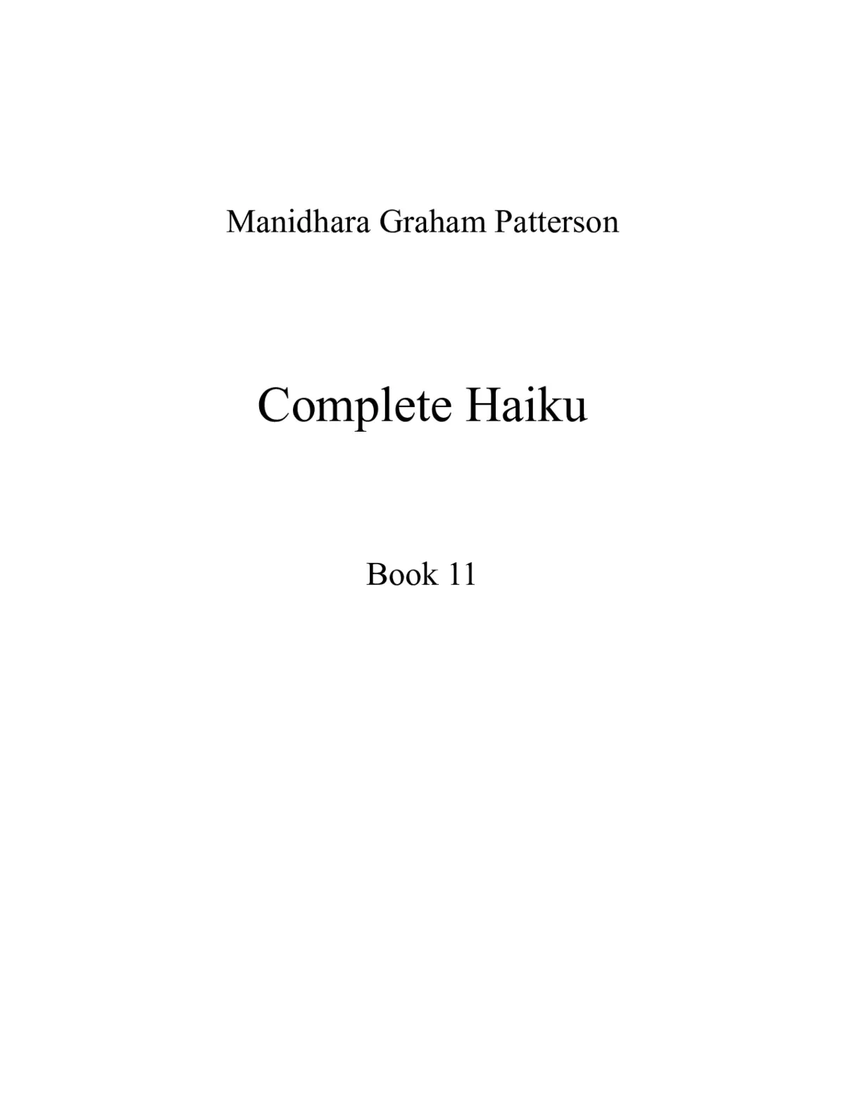 Haiku, Book 11 - Page 1