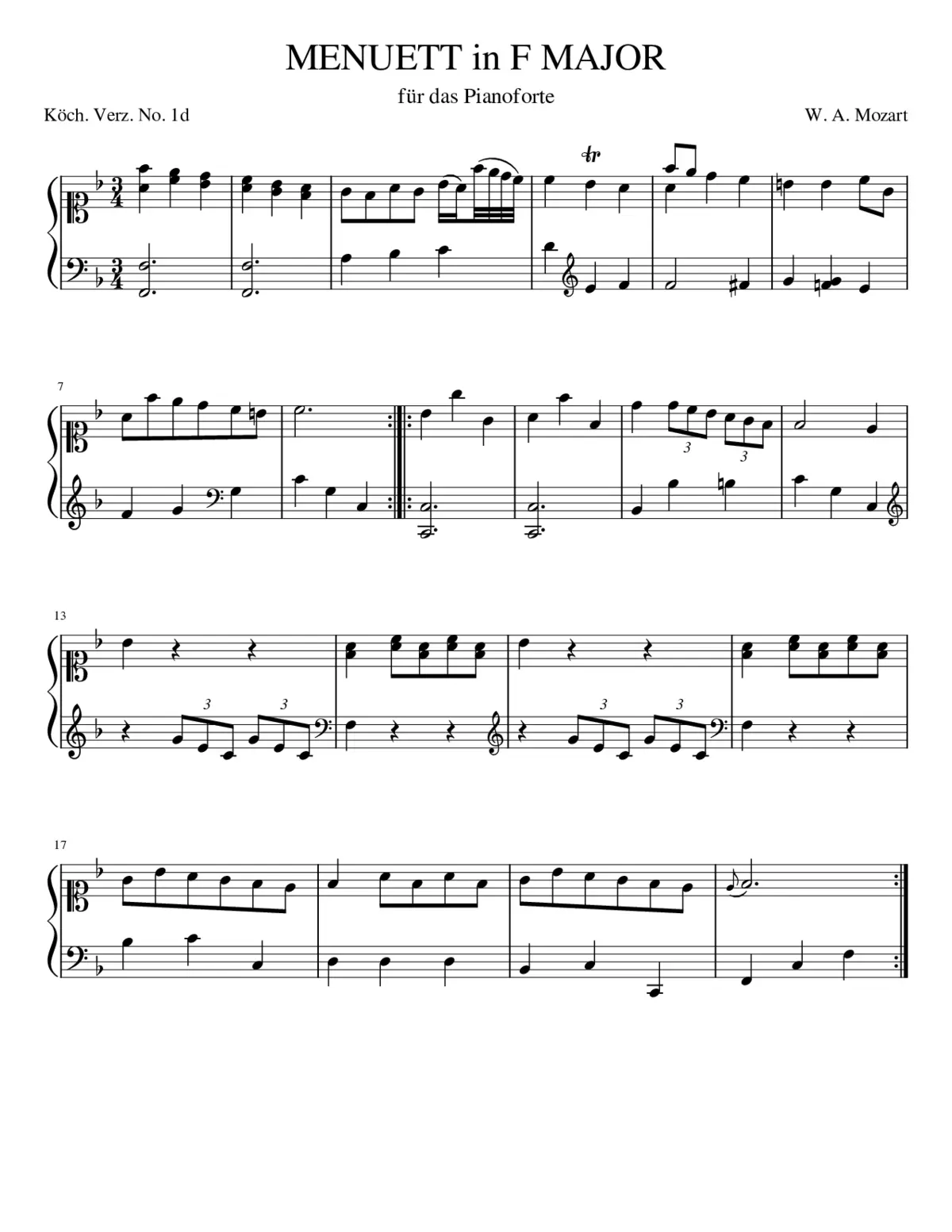 Minuet in F major K.1d - Page 1