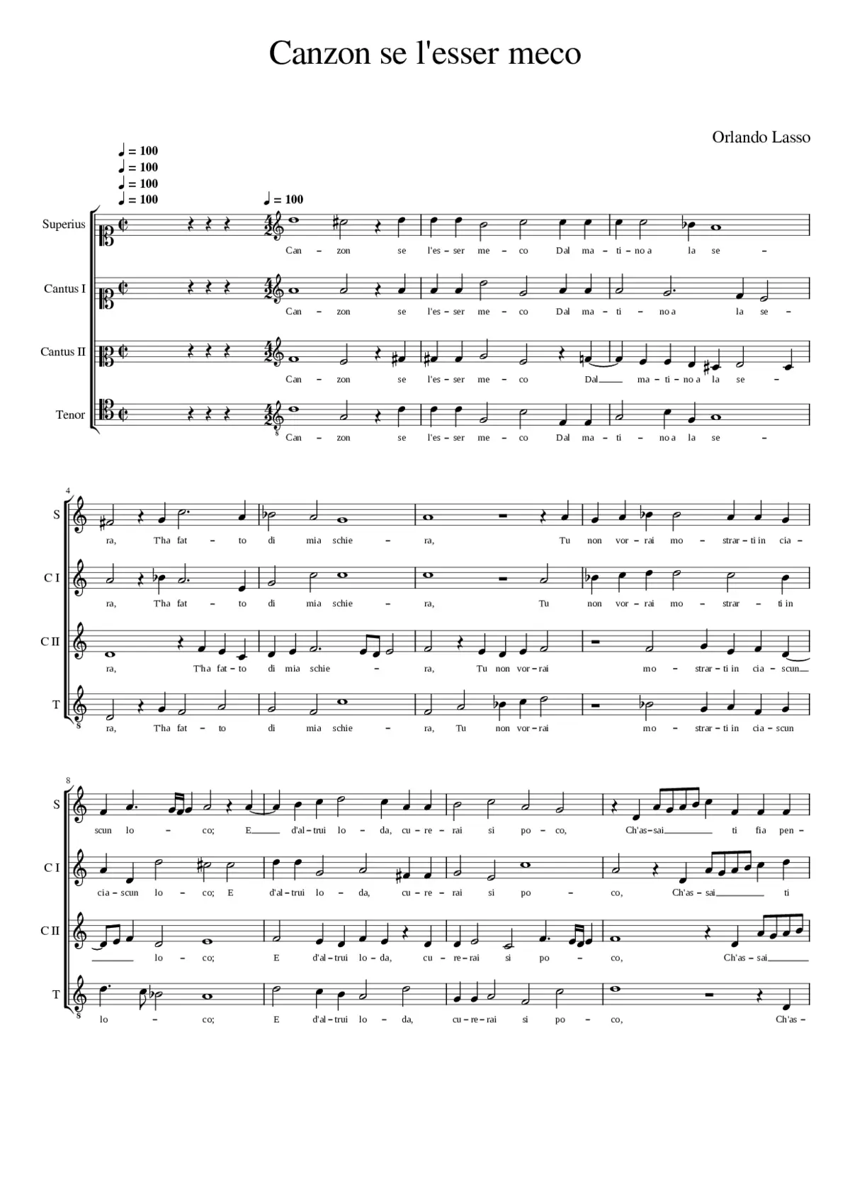 Canzon se l'esser meco - Page 1