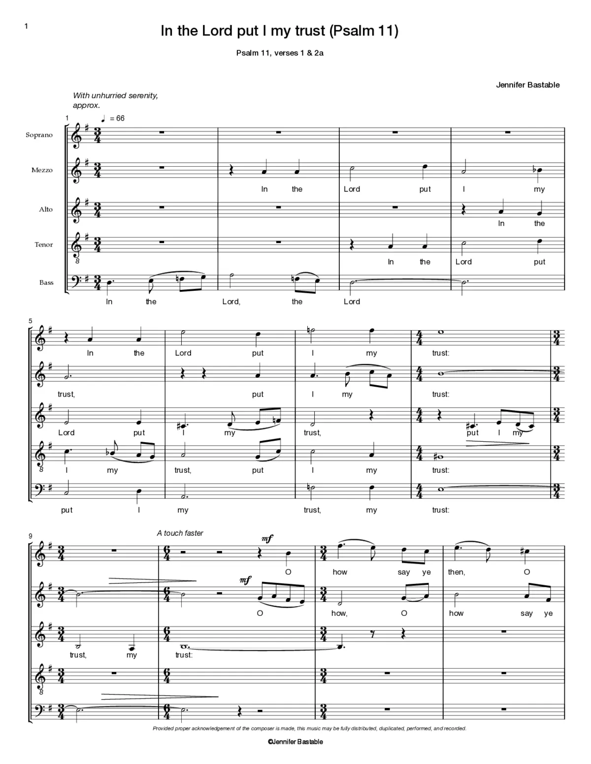 In the Lord put I my trust (Psalm 11) - Page 1