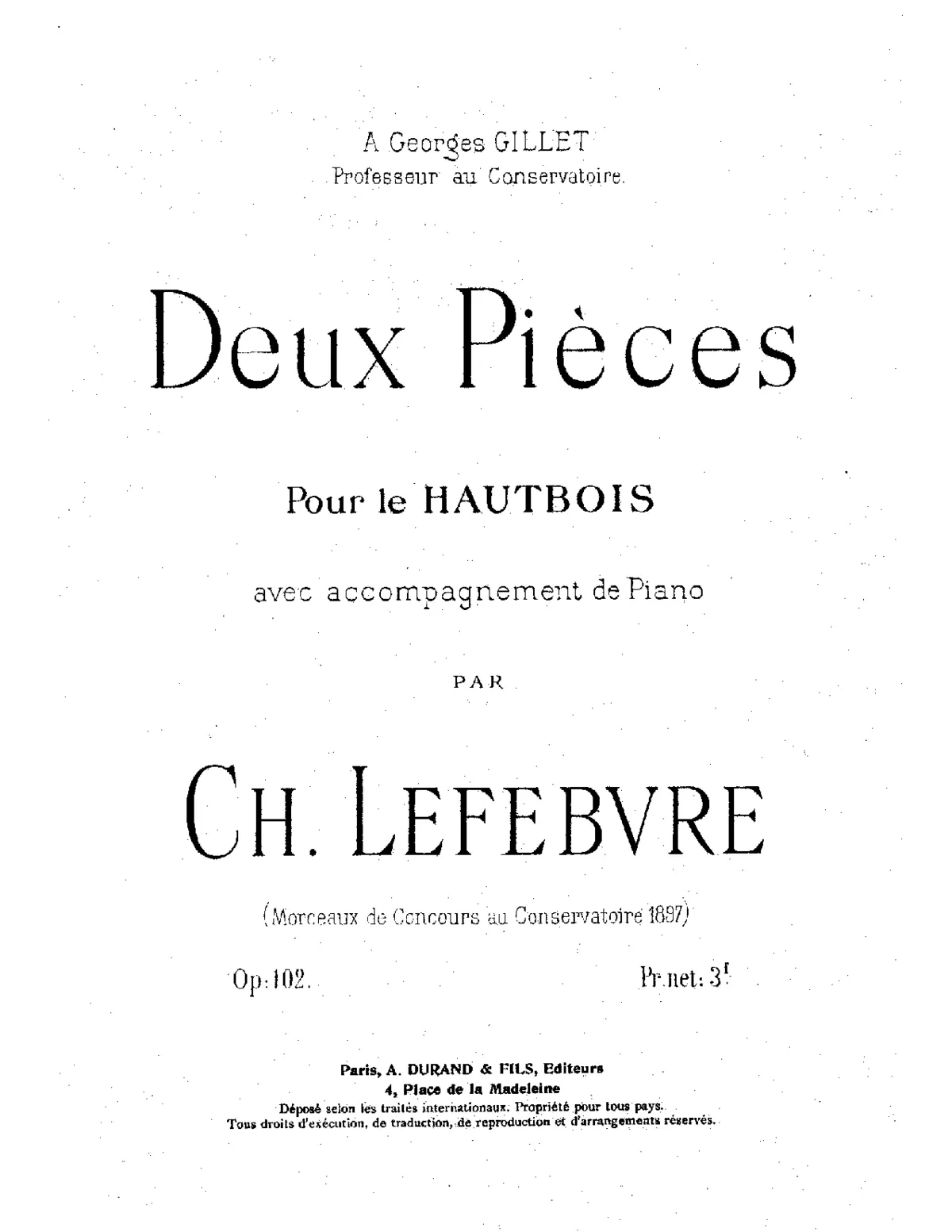 Deux Pièces pour le Hautbois - Page 1