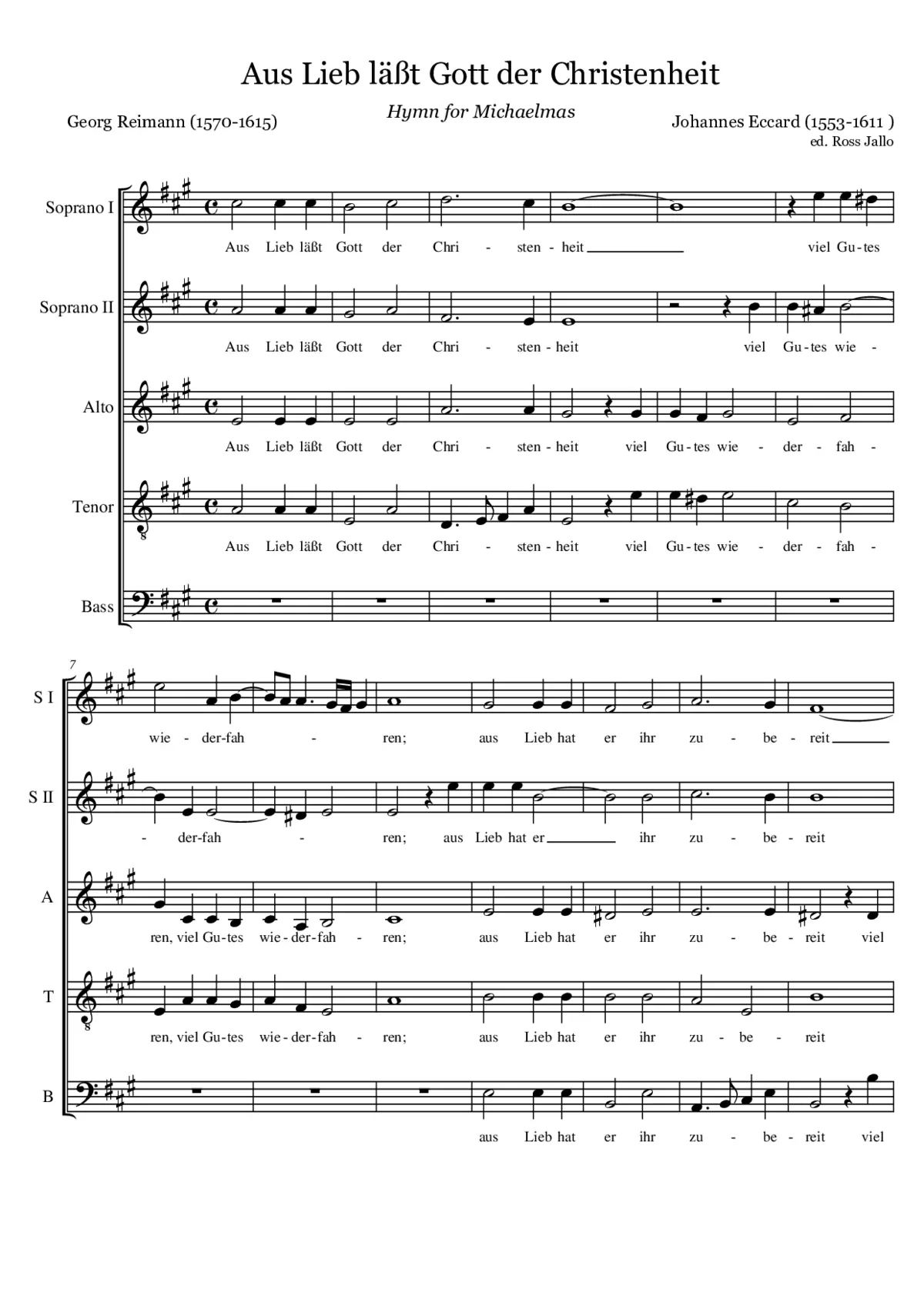 Aus Lieb läßt Gott der Christenheit - Page 1