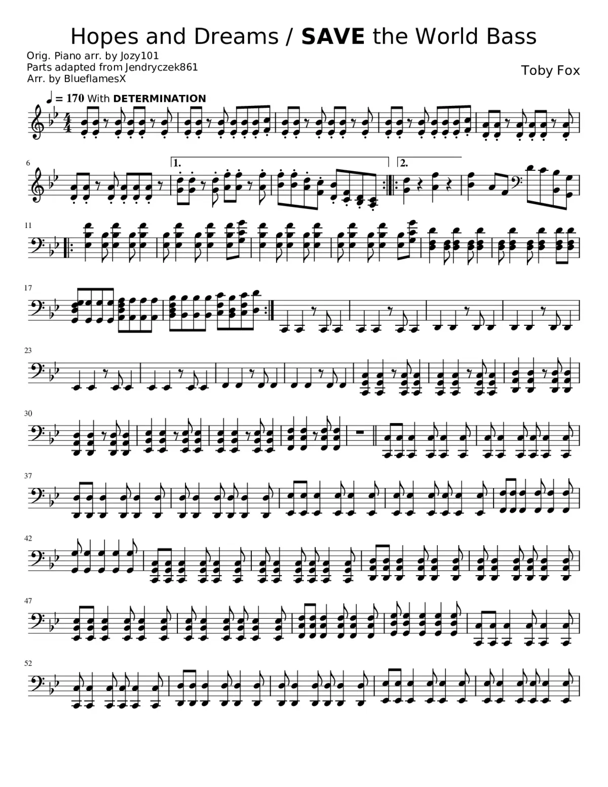 Hopes and Dreams / SAVE the World (Keyboard Accompany) (For Humans)(Left Hand) - Page 1