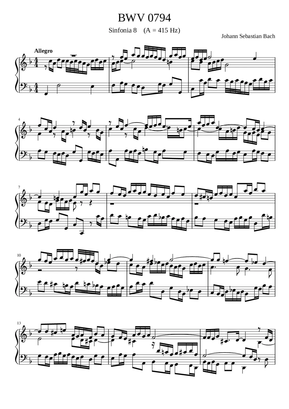 Sinfonia in F major BWV 794 - Page 1