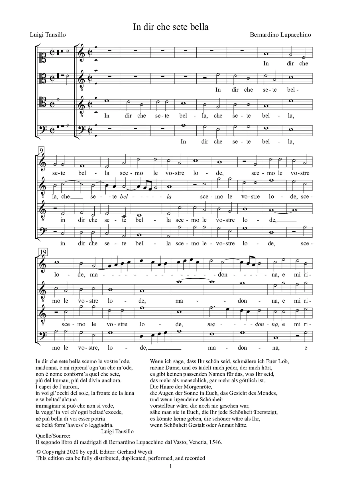 In dir che sete bella - Page 1