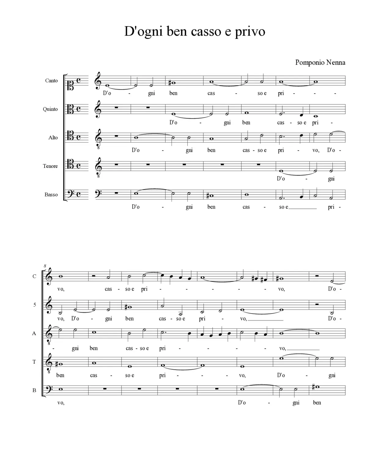 D'ogni ben casso e privo - Page 1