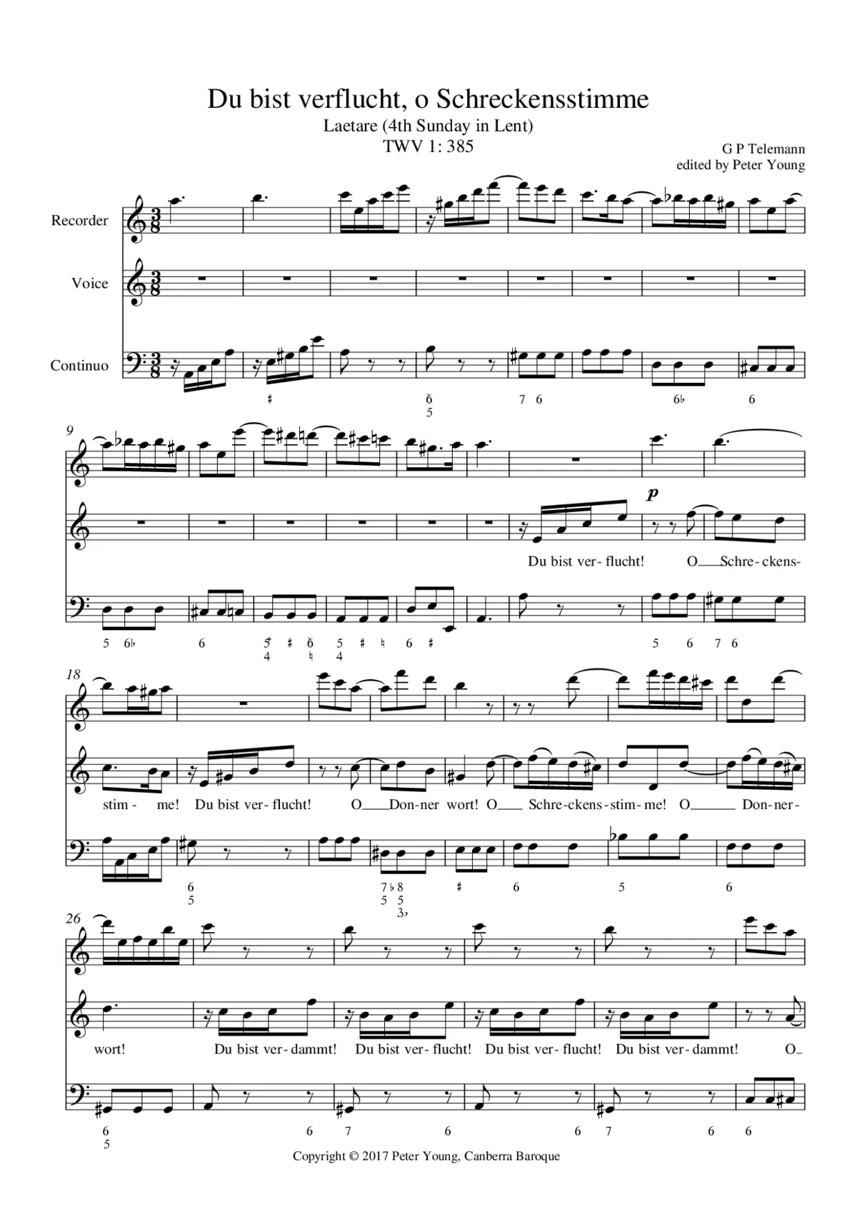 Du bist verflucht, o Schreckensstimme, TWV 1:385 - Page 1