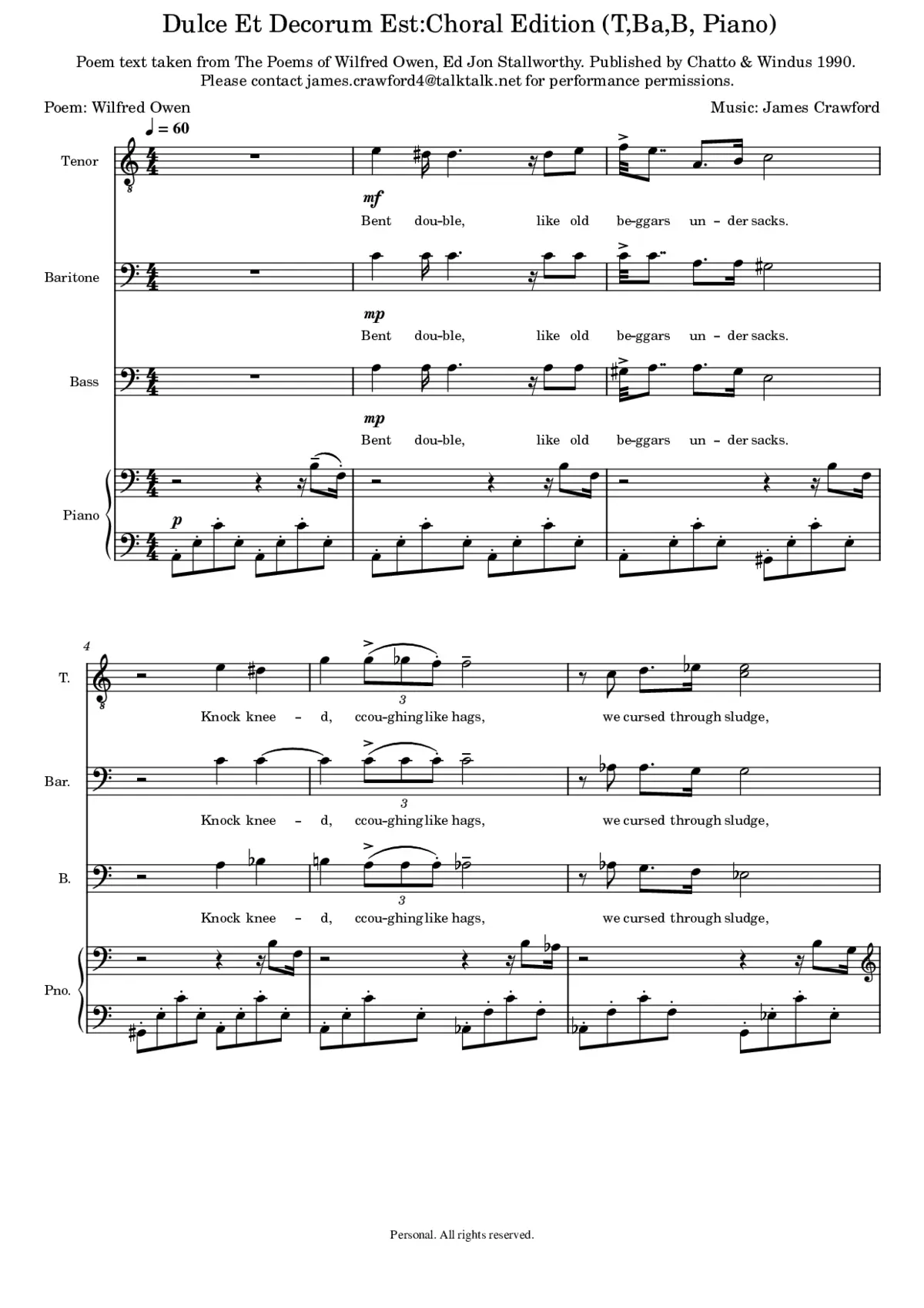 Dulce Et Decorum Est. Choral Edition - Page 1