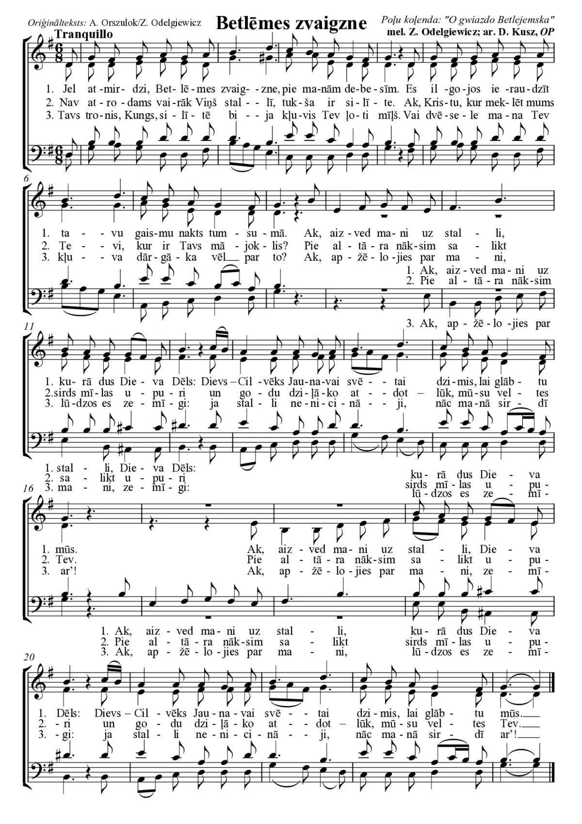 Betlēmes zvaigzne (O gwiazdo Betlejemska) - Page 1