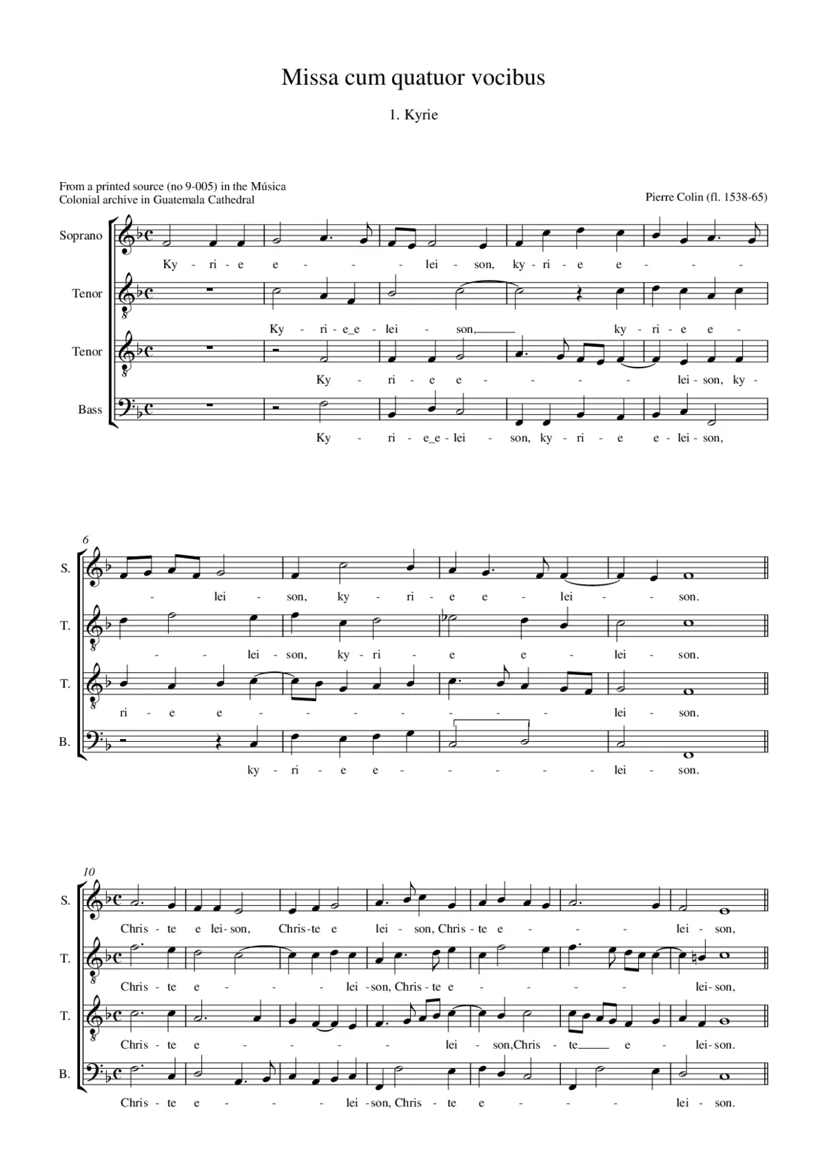 Missa cum quatuor vocibus - Page 1