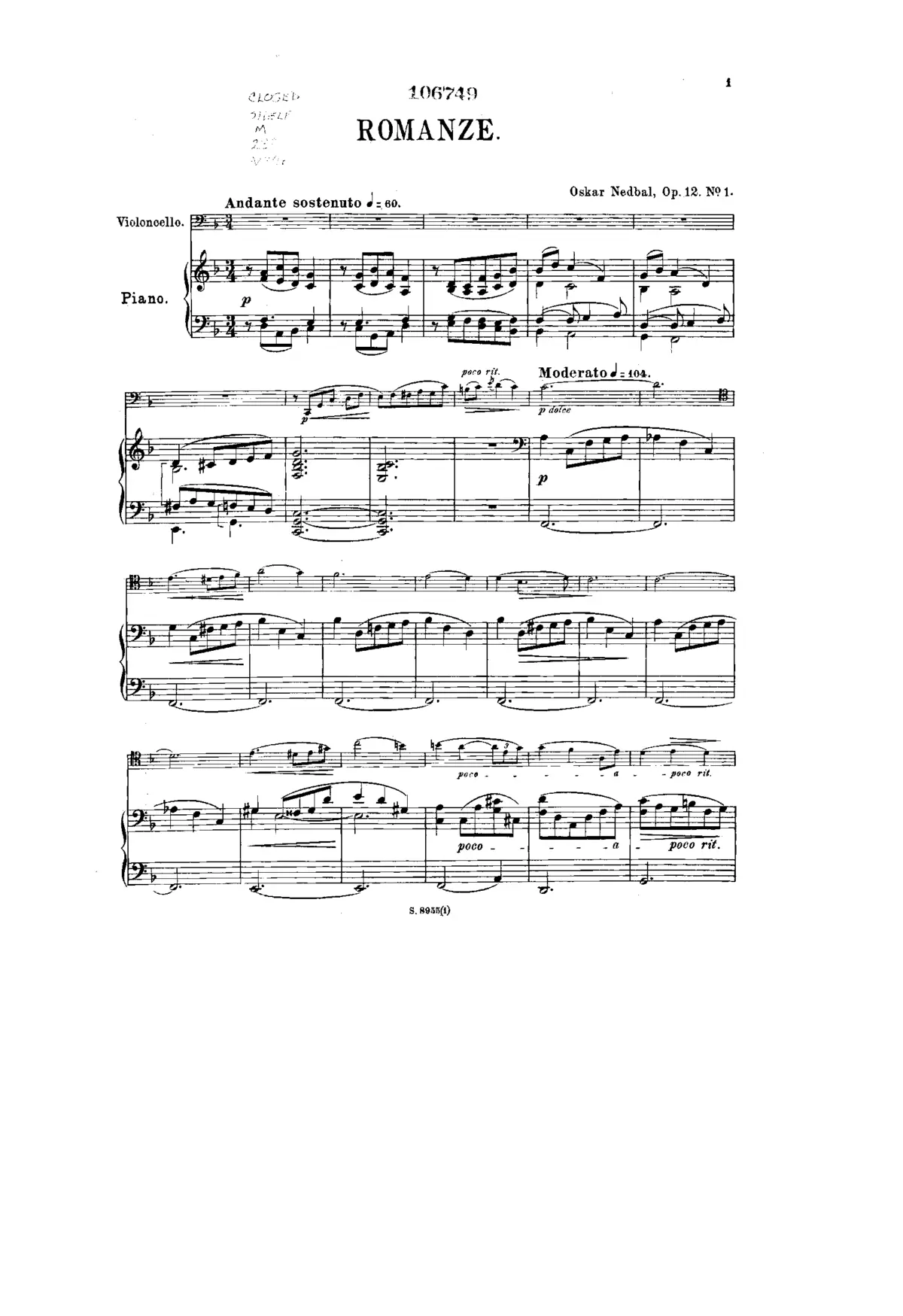 2 Pieces for Cello and Piano - Page 1