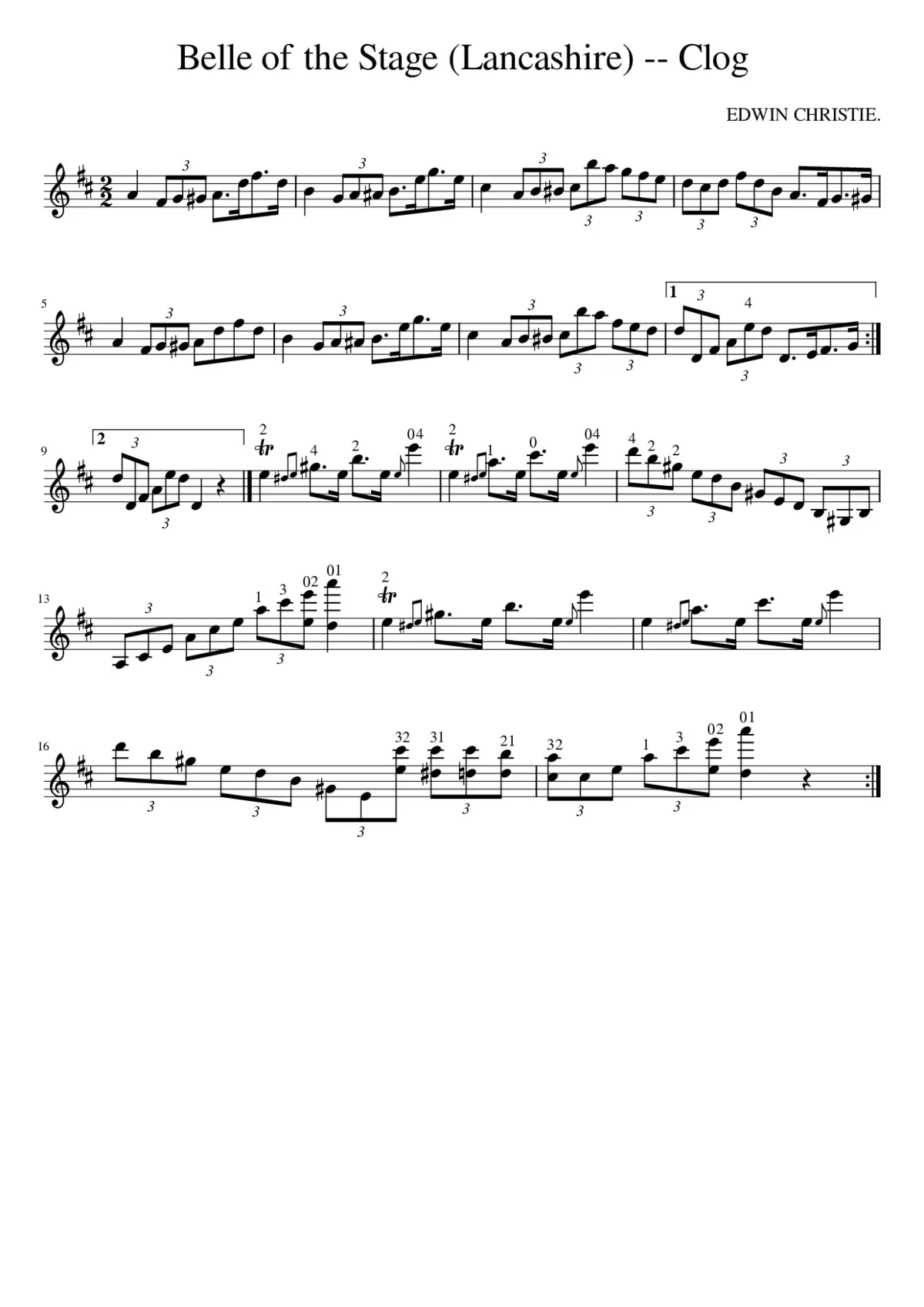 Belle of the Stage (Lancashire) -- Clog - Page 1