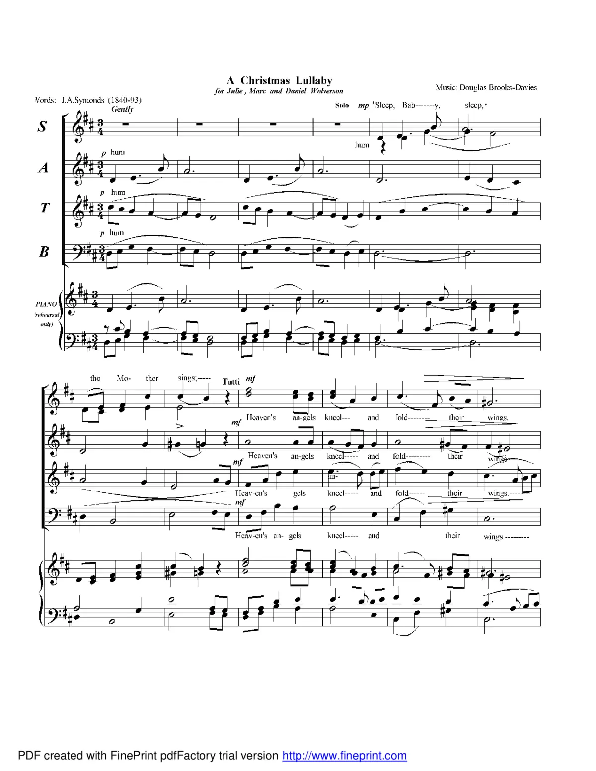 A Christmas Lullaby (Sleep, baby, sleep) - Page 1