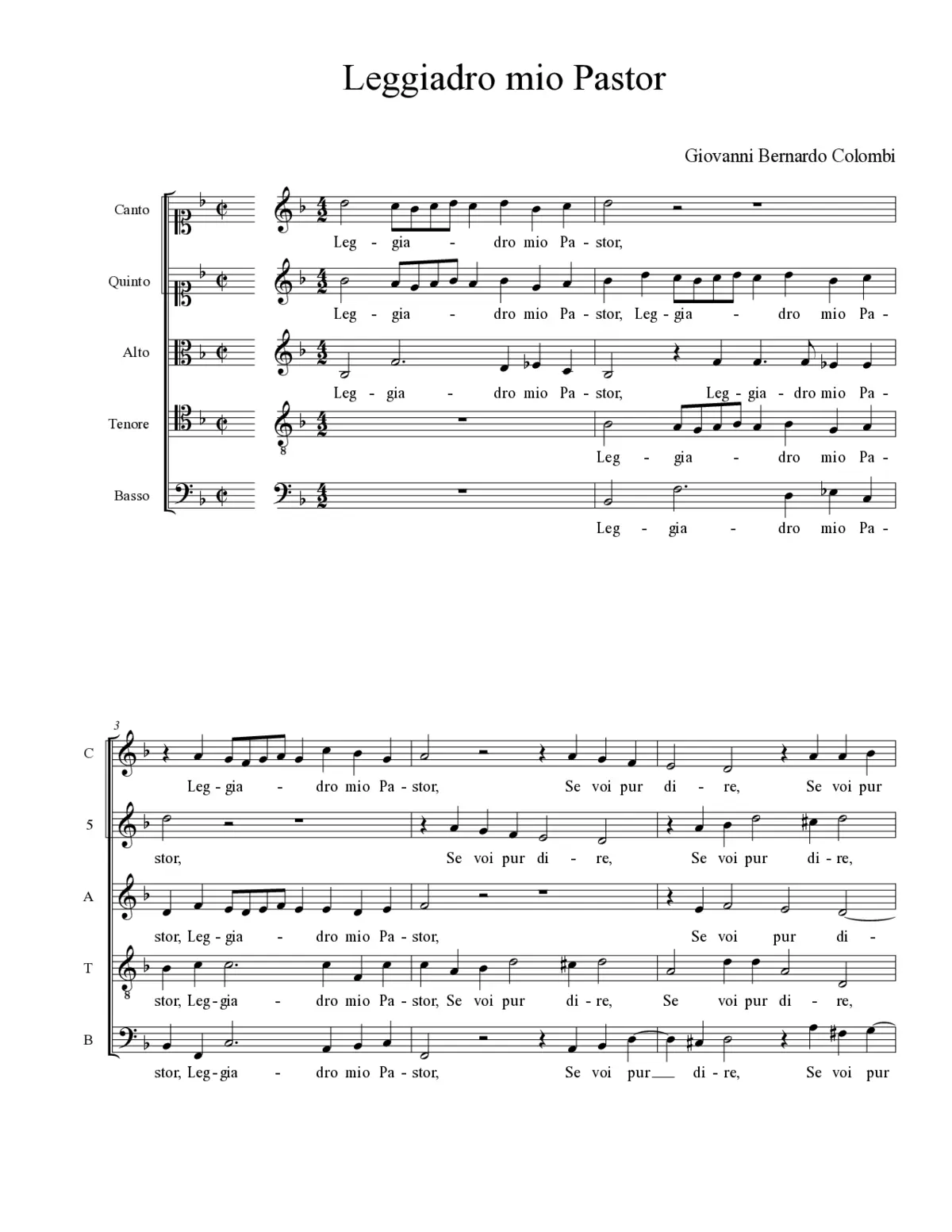 Leggiadro mio Pastor - Page 1